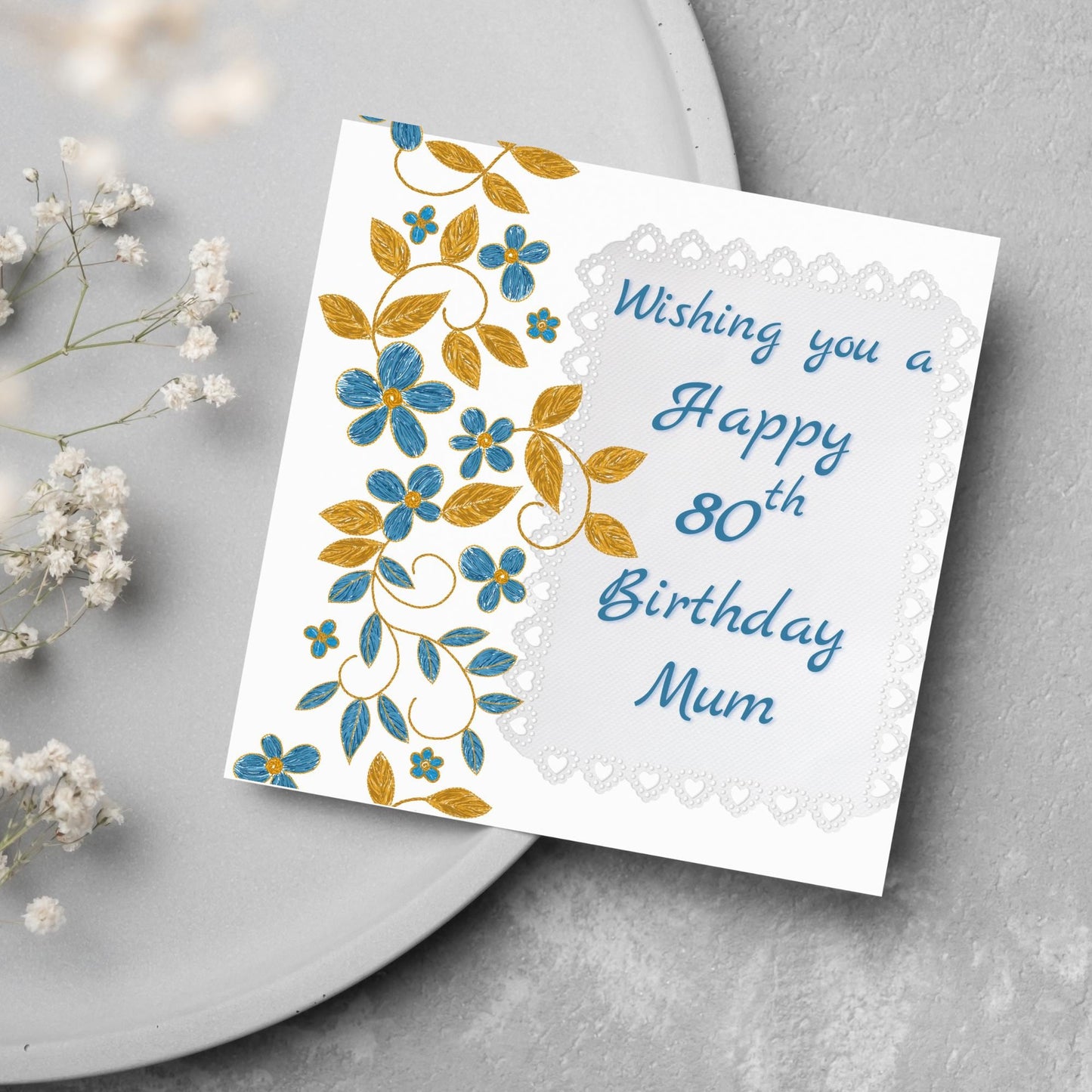 80th Birthday Card, 90th Birthday Card, Floral Birthday Card for Nan, Grandma Card, Personalised Birthday card, Card for Mum, 100th Birthday