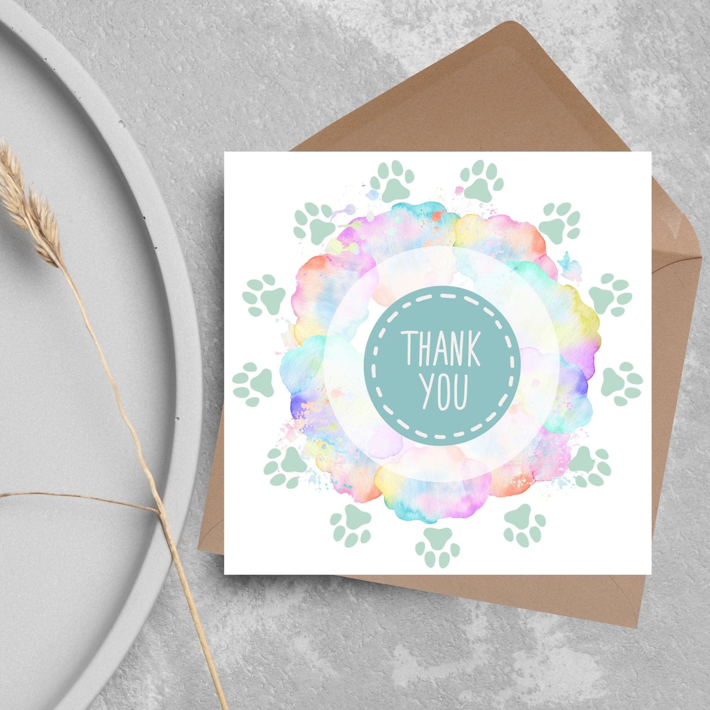 Thank You Vet Card, Watercolour Thankyou Veterinary Surgery, Appreciation Card, Thank You For Looking After Pet, Thank You RSPCA, Battersea