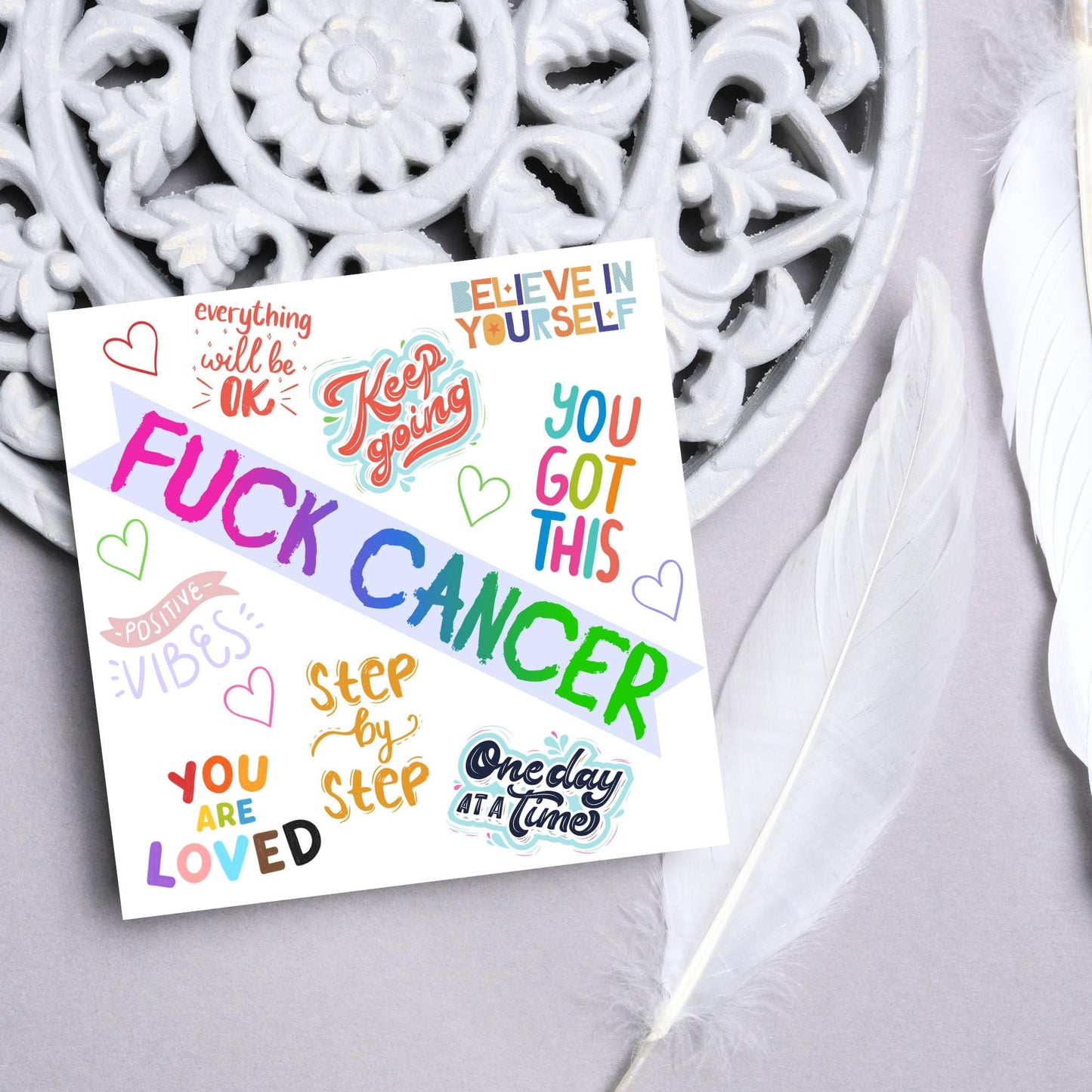 Personalised Card for Cancer Patients, Cancer Support Card, We Are With You, You Got This, Get Well Soon Card, Breast Cancer, F*ck Cancer