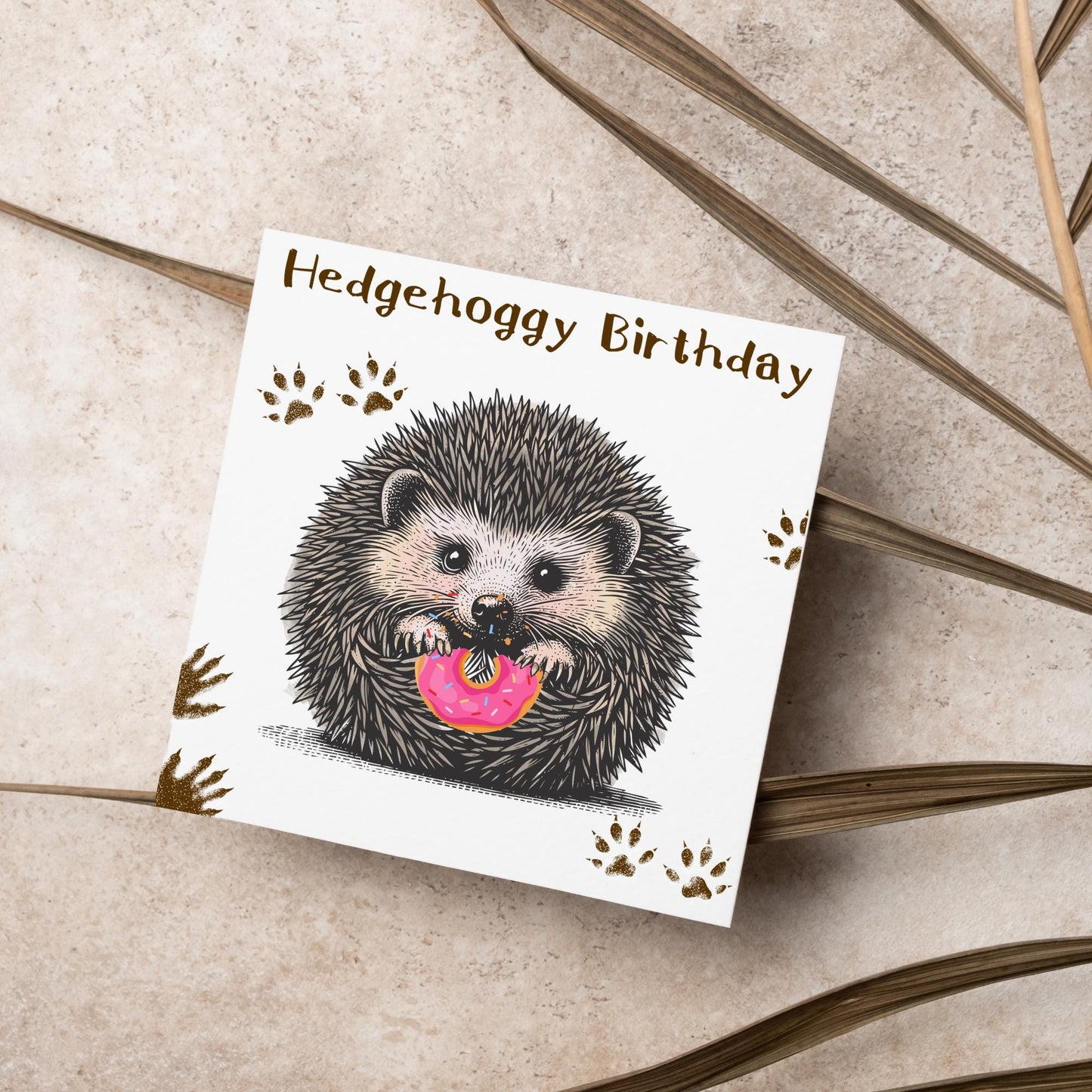 Hedgehog Birthday Card, Hedgehog Card, Animal Themed Birthday, Cute Birthday Card, Woodland Creatures Birthday Card, Doughnut Card