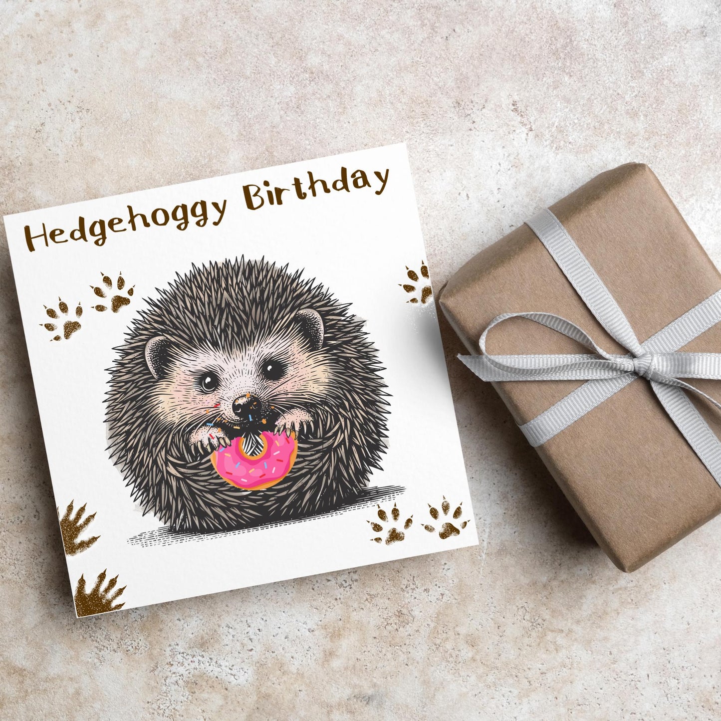 Hedgehog Birthday Card, Hedgehog Card, Animal Themed Birthday, Cute Birthday Card, Woodland Creatures Birthday Card, Doughnut Card