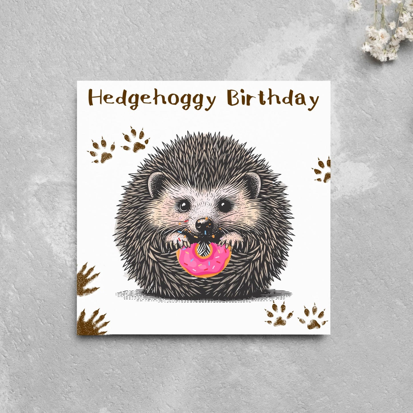 Hedgehog Birthday Card, Hedgehog Card, Animal Themed Birthday, Cute Birthday Card, Woodland Creatures Birthday Card, Doughnut Card