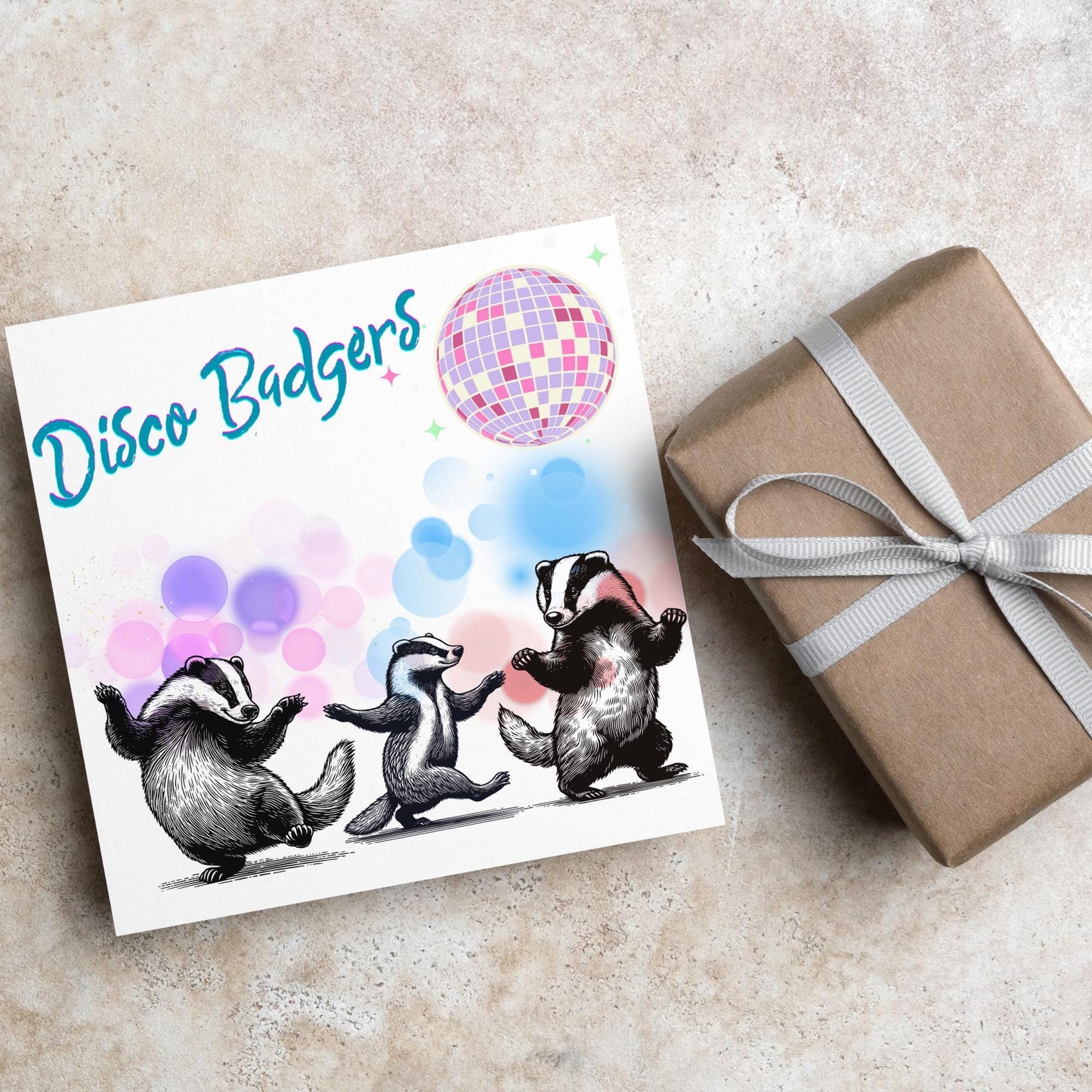 Disco Badgers Card, Fun Party Card, Badger Card, Night Out Card, Animal Themed Birthday, Woodland Birthday Card, Funny Badger, Disco Card