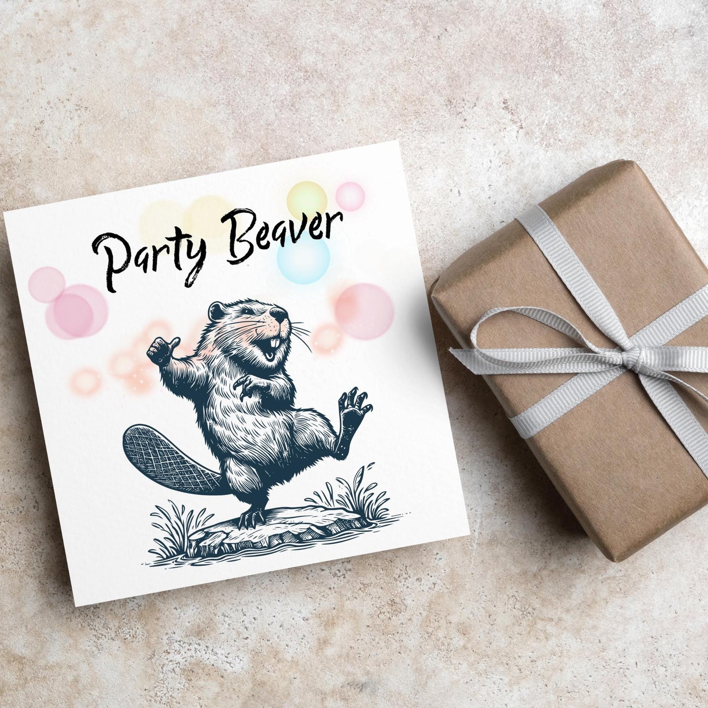 Dancing Beaver Card, Fun Party Card, Beaver Card, Animal Themed Birthday, Party Card , Funny Beaver Lover Card, Any Occasion Card