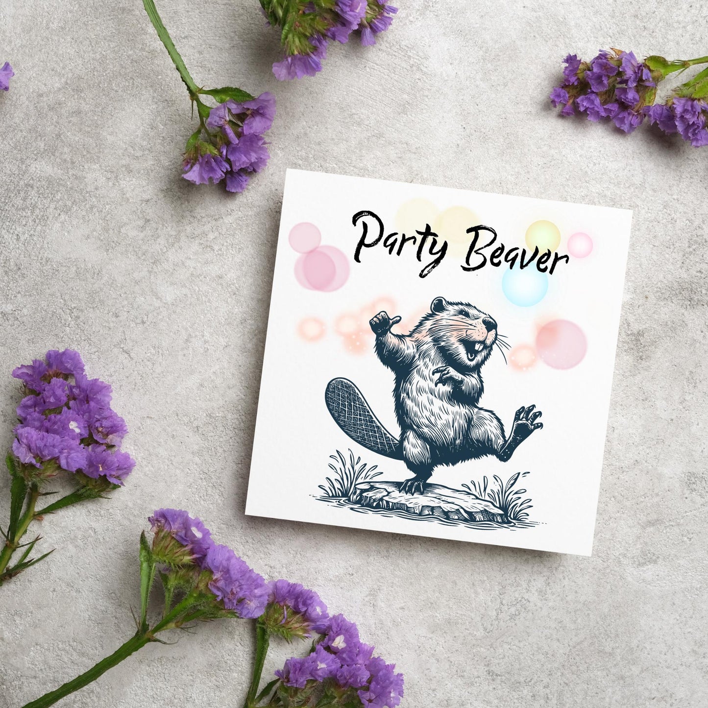 Dancing Beaver Card, Fun Party Card, Beaver Card, Animal Themed Birthday, Party Card , Funny Beaver Lover Card, Any Occasion Card