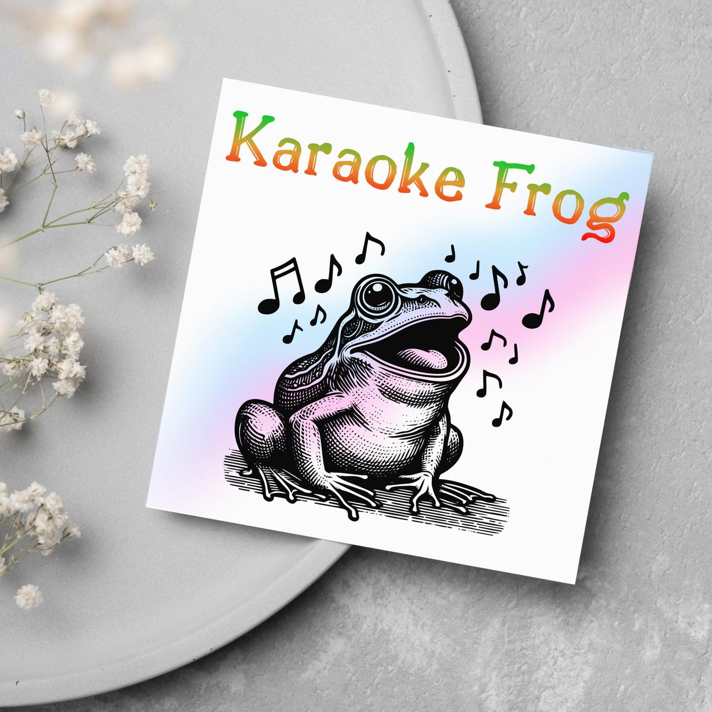 Karaoke Frog Card, Fun Party Card, Frog Card, Animal Themed Birthday, Party Card, Funny FrogLover Card, Any Occasion Card, Toad Card