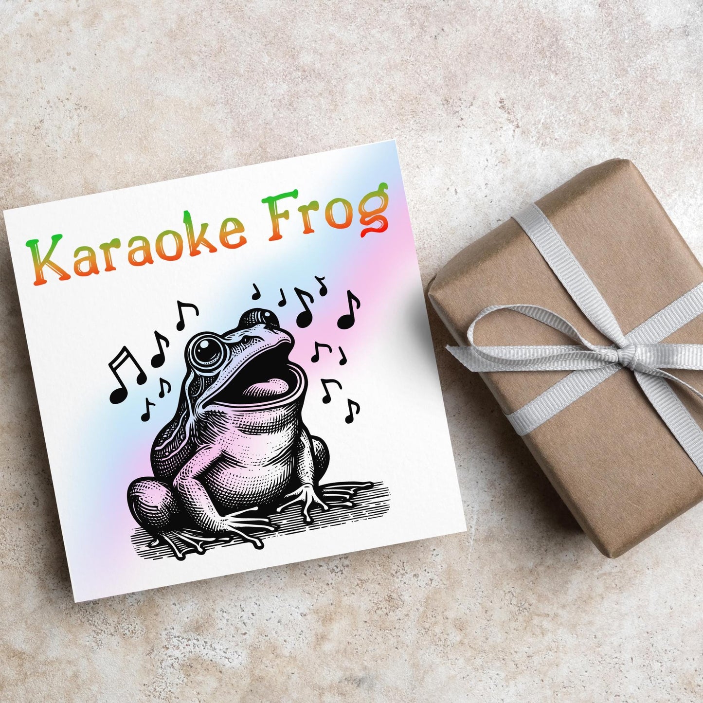 Karaoke Frog Card, Fun Party Card, Frog Card, Animal Themed Birthday, Party Card, Funny FrogLover Card, Any Occasion Card, Toad Card