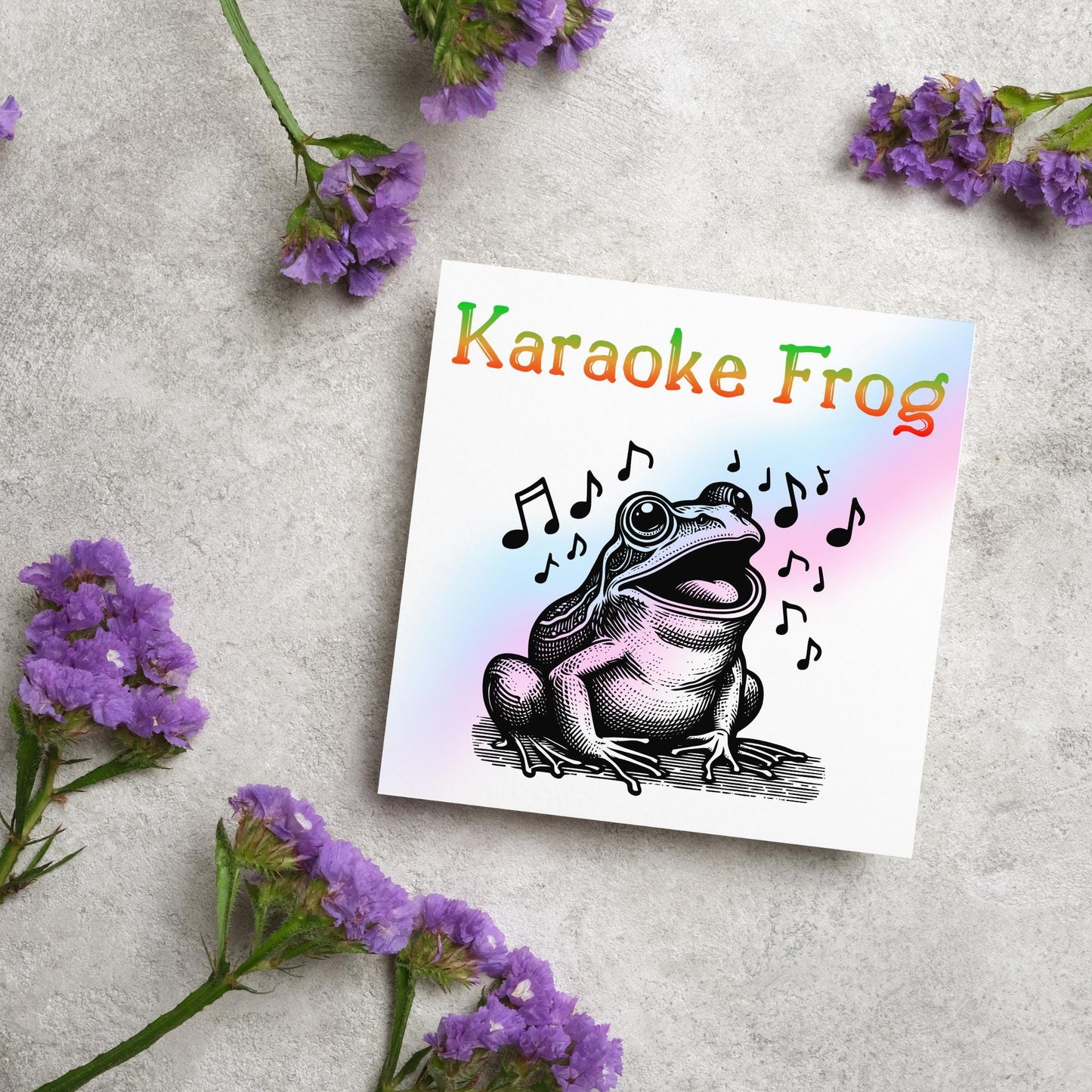 Karaoke Frog Card, Fun Party Card, Frog Card, Animal Themed Birthday, Party Card, Funny FrogLover Card, Any Occasion Card, Toad Card