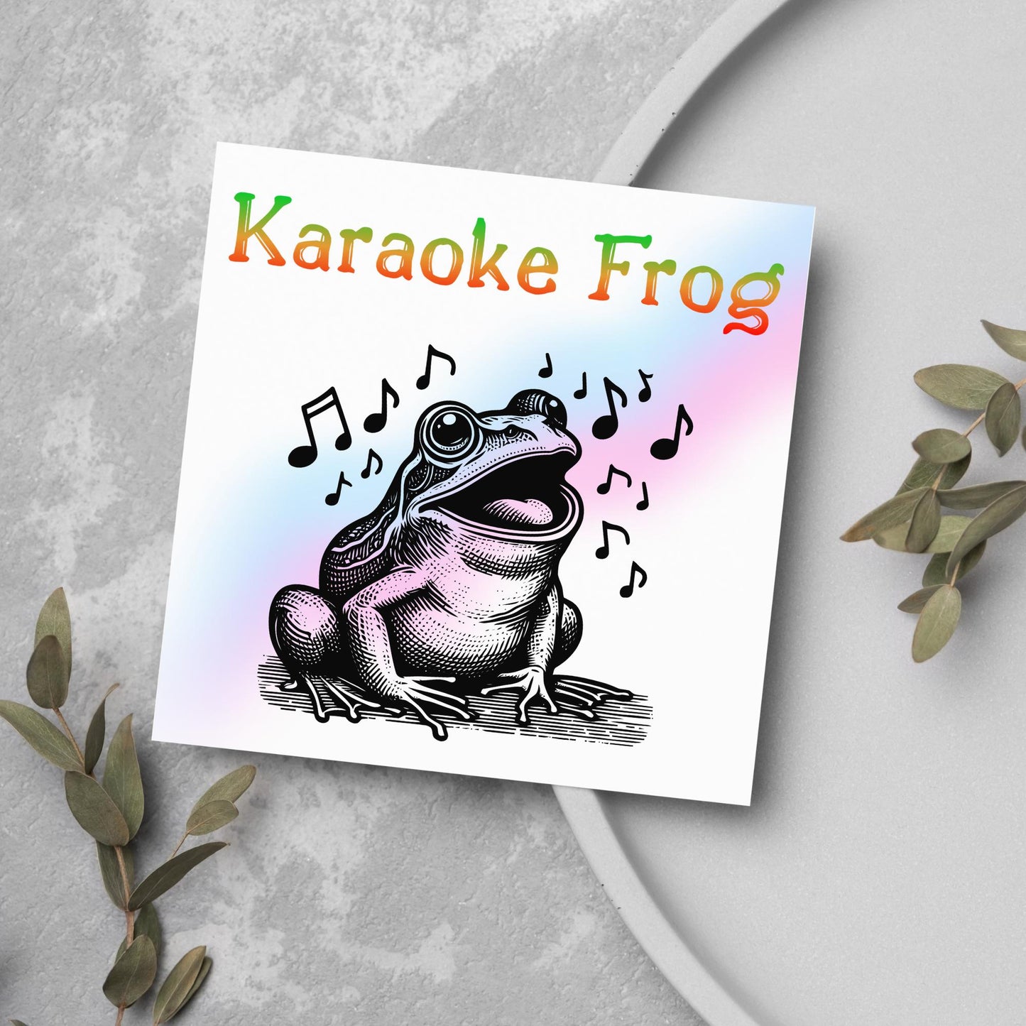 Karaoke Frog Card, Fun Party Card, Frog Card, Animal Themed Birthday, Party Card, Funny FrogLover Card, Any Occasion Card, Toad Card