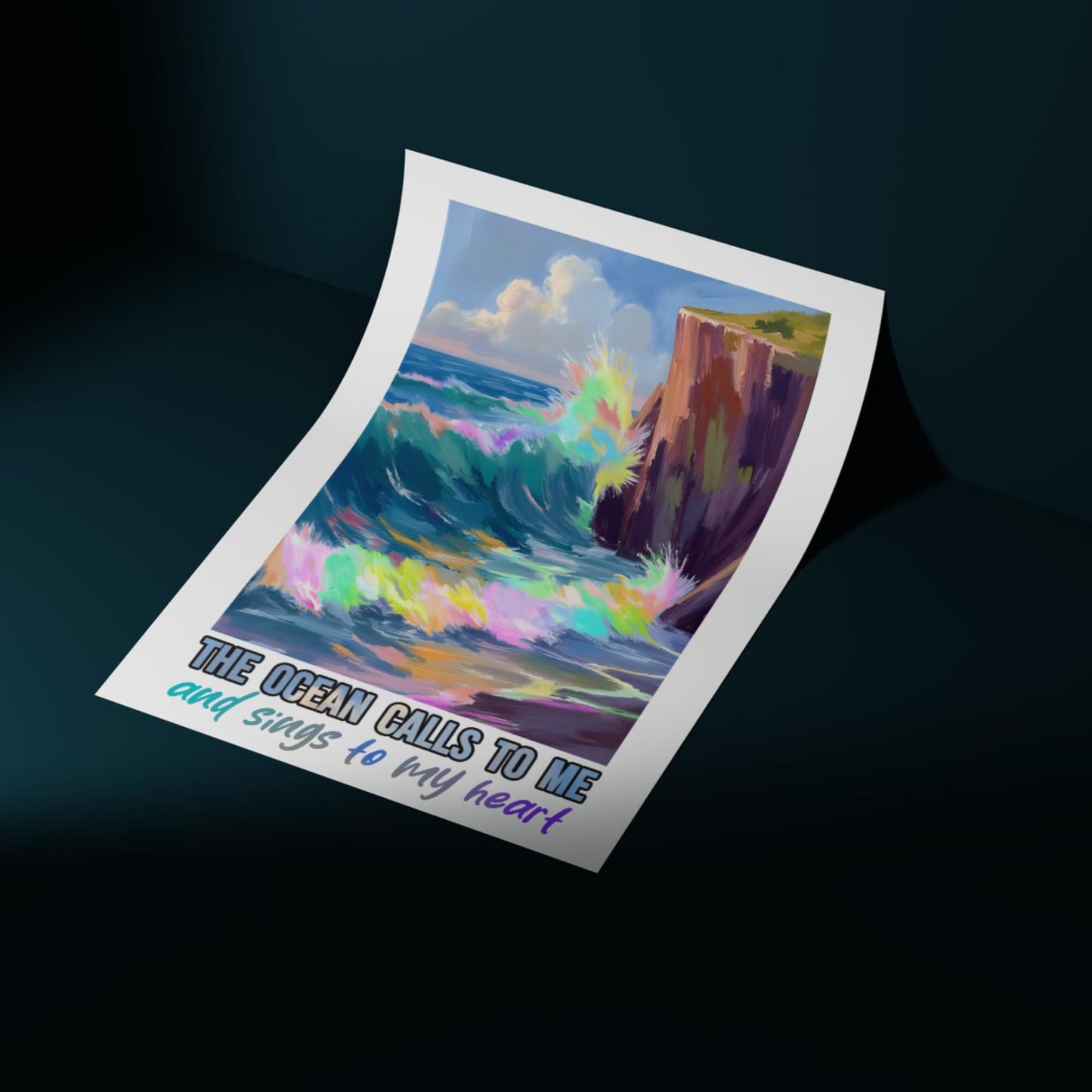 Ocean Waves Print, High Quality A4 Wall Art, Sea Life Art, Marine Art, Sailing Poster, Original Artist Print, Colourful Sea Print,