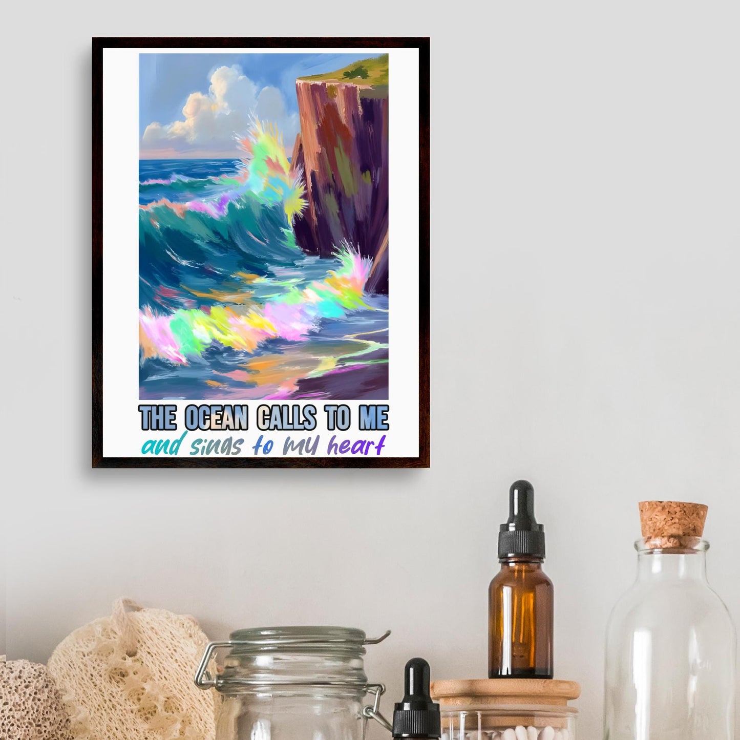 Ocean Waves Print, High Quality A4 Wall Art, Sea Life Art, Marine Art, Sailing Poster, Original Artist Print, Colourful Sea Print,