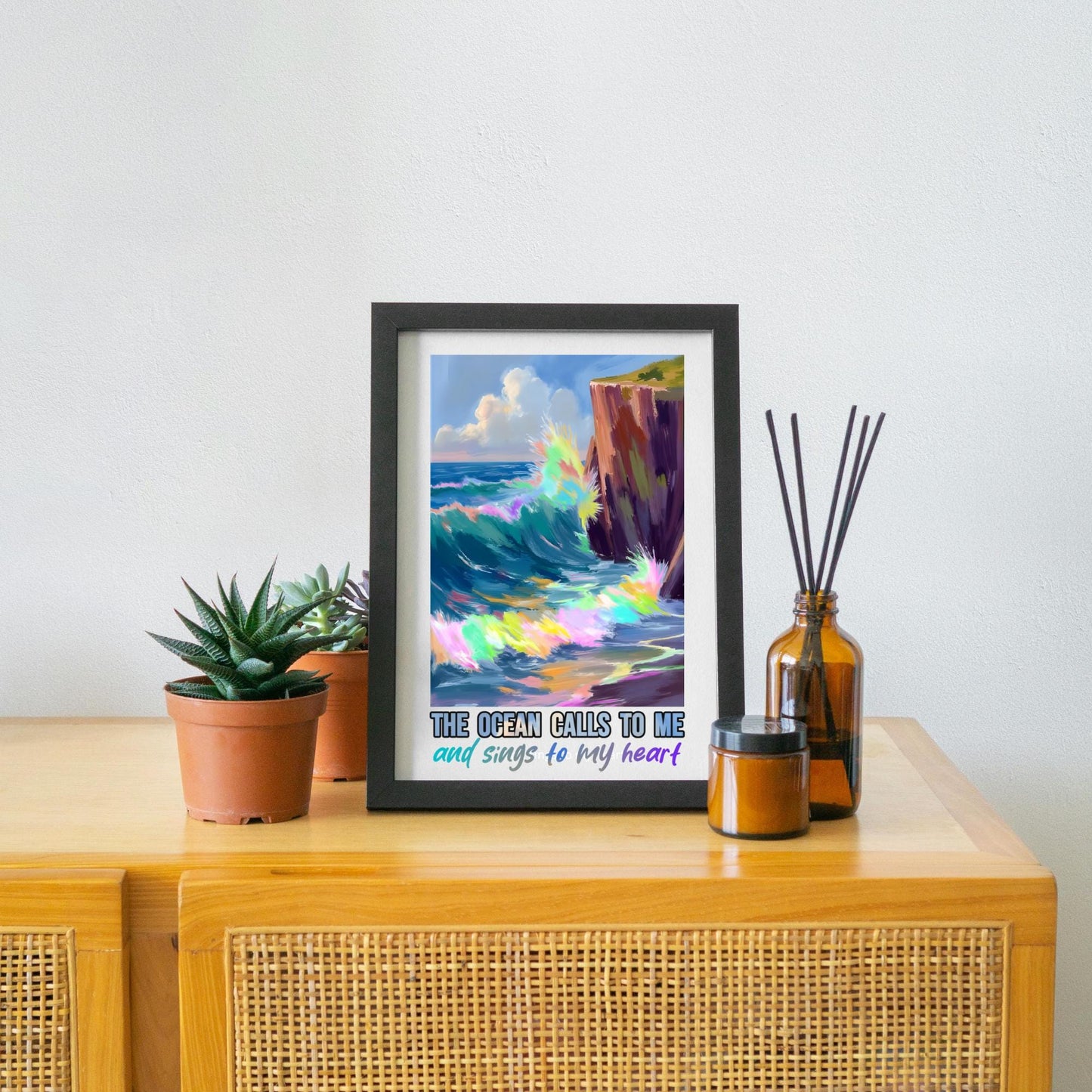 Ocean Waves Print, High Quality A4 Wall Art, Sea Life Art, Marine Art, Sailing Poster, Original Artist Print, Colourful Sea Print,