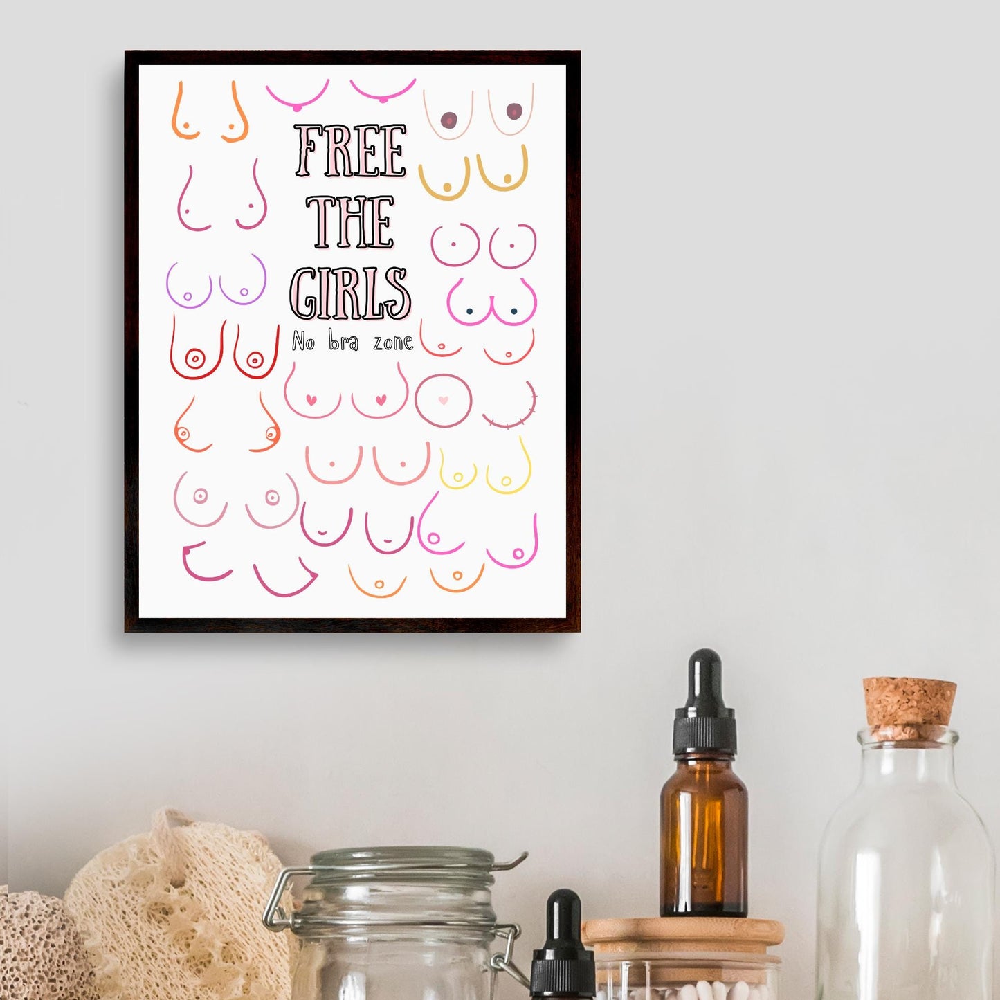 Boobs Print, High Quality A4 Wall Art, Modern Art Print, Breast Awareness Poster, Fun Modern Art, Tits of Every Kind! Art for Bedroom