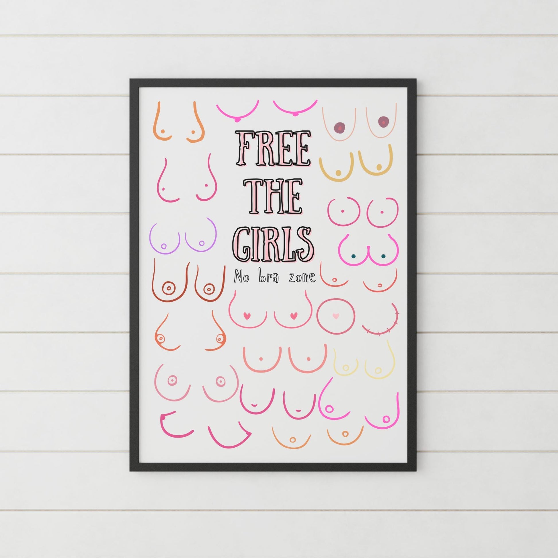 Boobs Print, High Quality A4 Wall Art, Modern Art Print, Breast Awareness Poster, Fun Modern Art, Tits of Every Kind! Art for Bedroom
