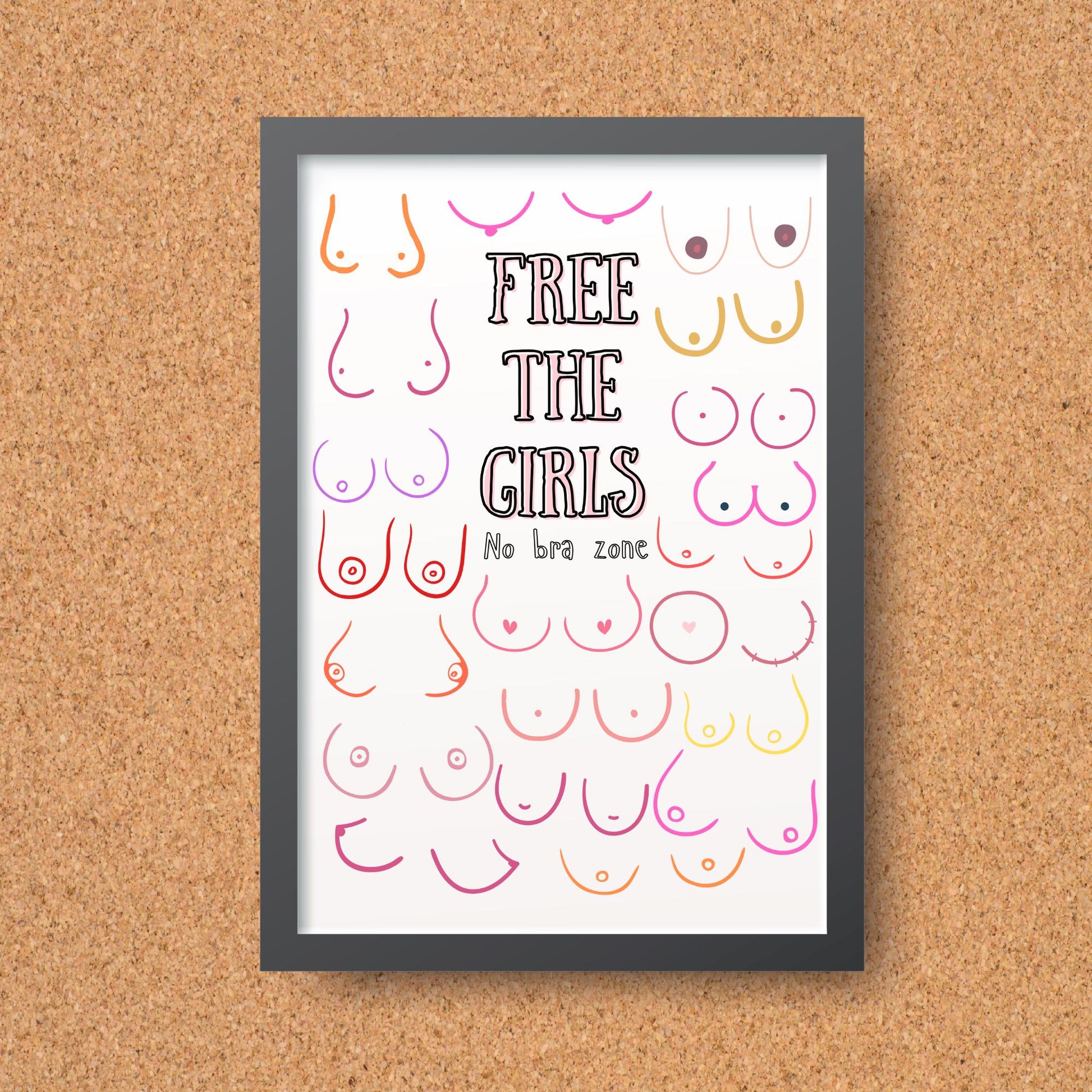 Boobs Print, High Quality A4 Wall Art, Modern Art Print, Breast Awareness Poster, Fun Modern Art, Tits of Every Kind! Art for Bedroom