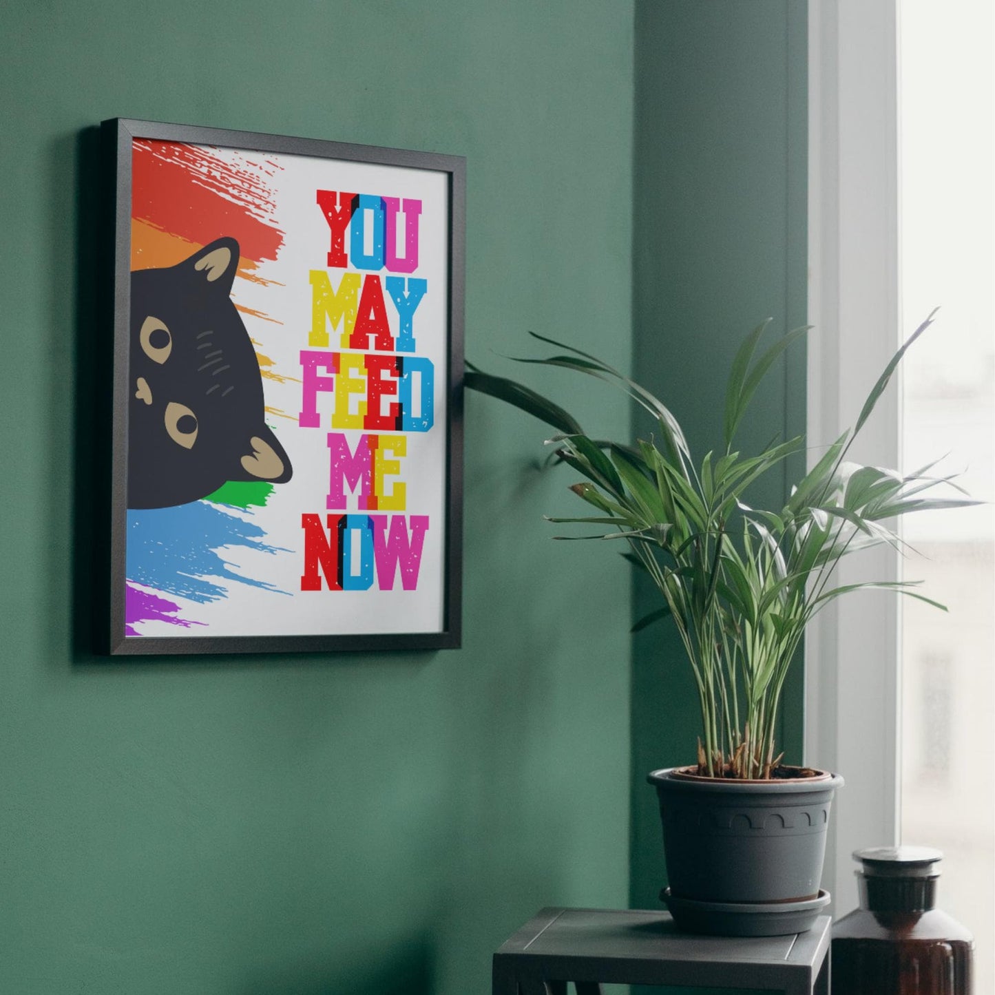 Funny Cat A4 Poster Print, High Quality Cartoon Art, Black Cat Art, Wall Decor, Original Artist Print, Vibrant Wall Art, Pet Cat Poster