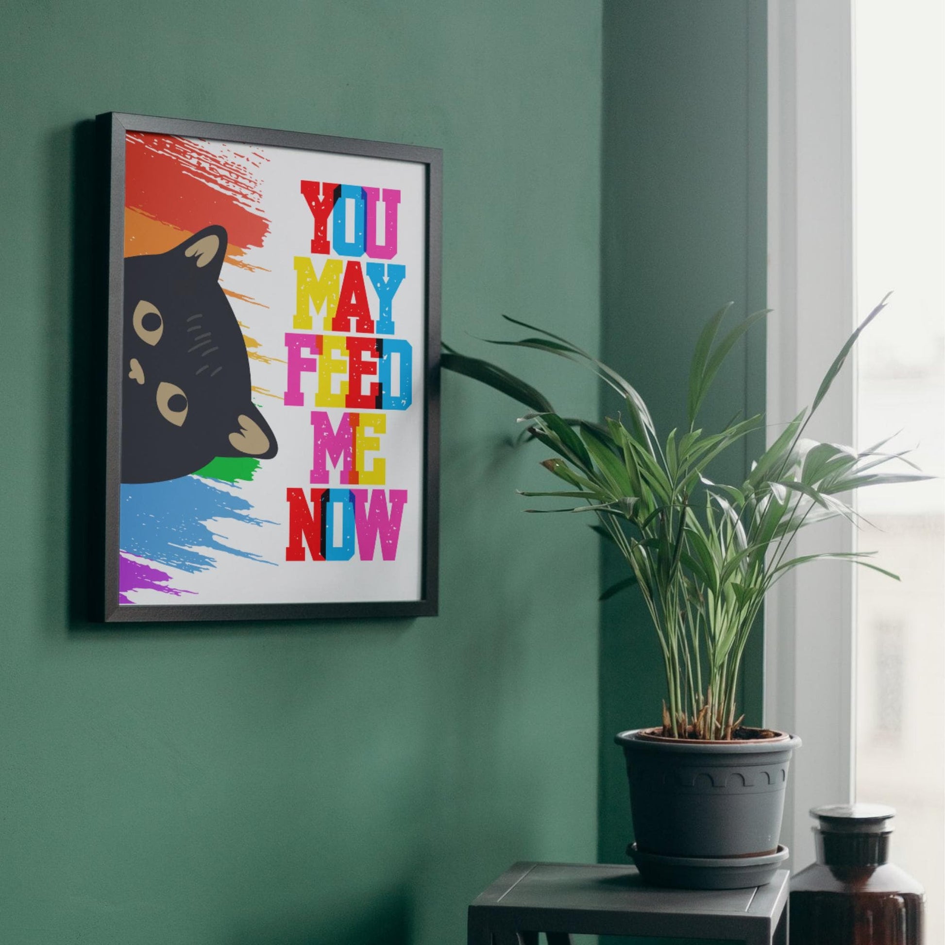 Funny Cat A4 Poster Print, High Quality Cartoon Art, Black Cat Art, Wall Decor, Original Artist Print, Vibrant Wall Art, Pet Cat Poster