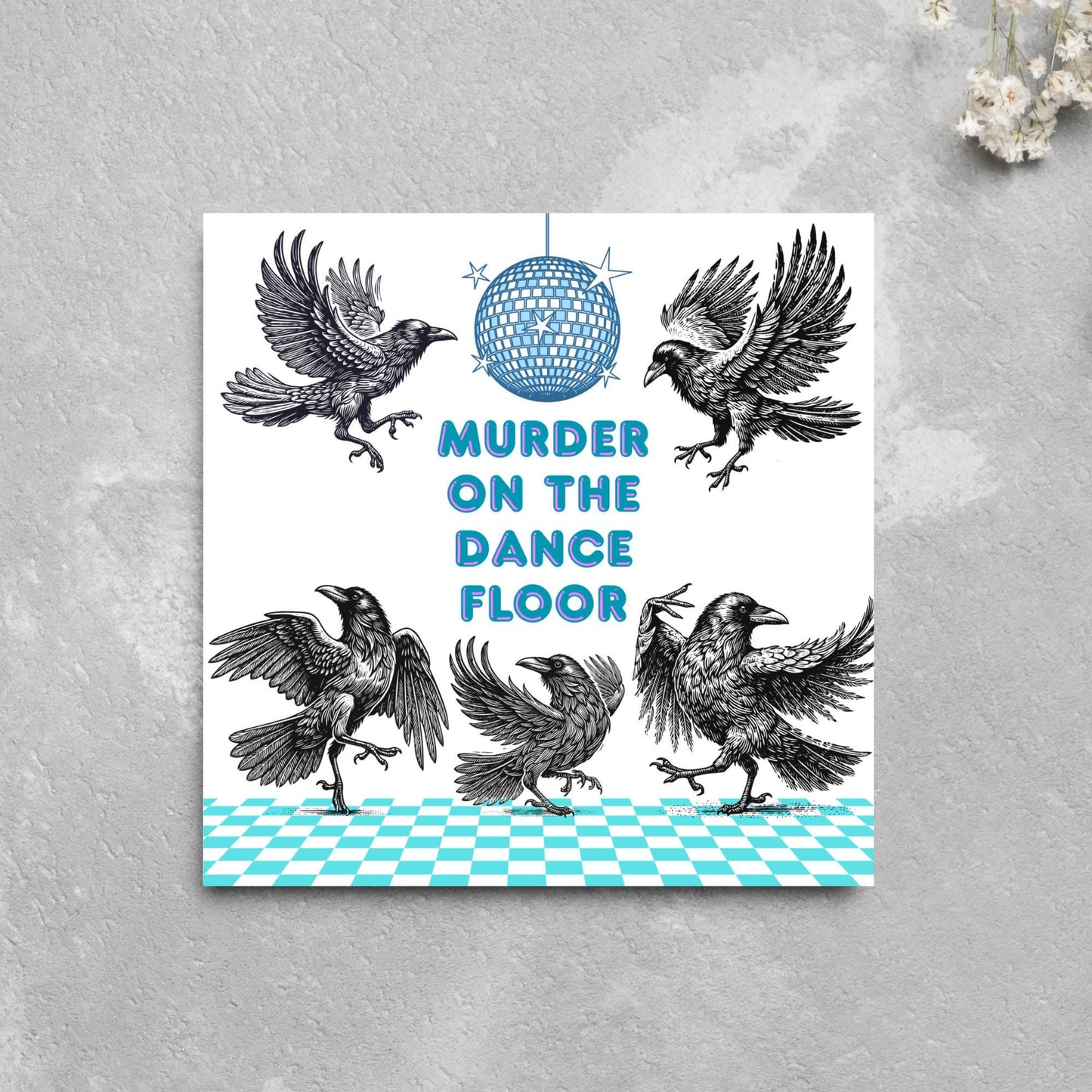 Disco Crow Card for Any Occasion, Fun Party Card, Corvid Card, Animal Themed Birthday, Party Card, Murder on the Dance Floor
