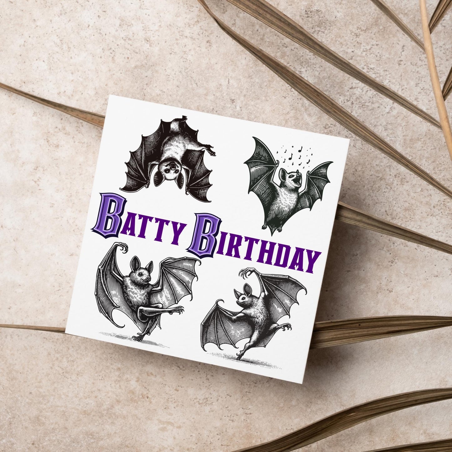 Bat Birthday Card, Fun Party Card, Bat Lover Card, Animal Themed Birthday, Party Card, Gothic Birthday Card, Goth gift, Bat Lover Card