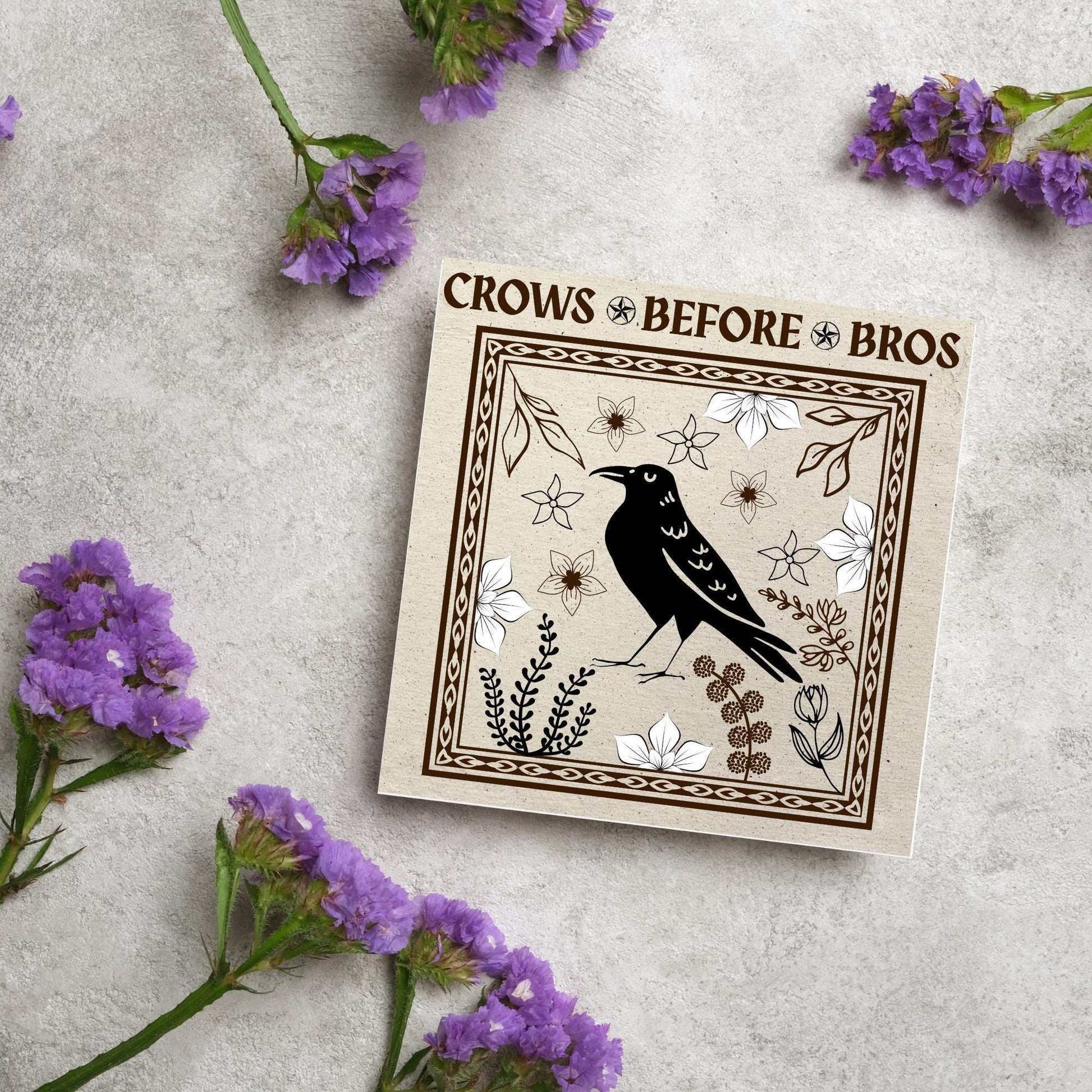 Crows before bros Card, Funny Corvid Card, Gothic Card, Goth Birthday Card, Friendship Card, Alternative Birthday Card, Medieval Card
