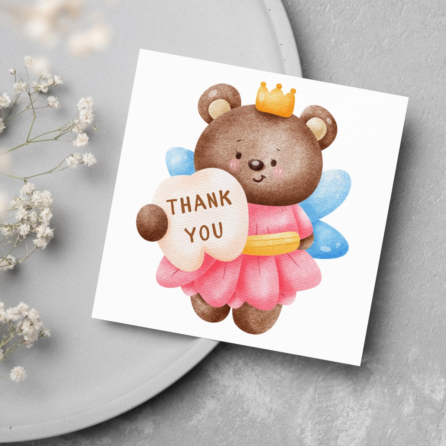 Tooth Fairy Card for Child, Well Done Dentist Card, Tooth Fairy for Grandchild, Cute Bear Thank You from Tooth Fairy