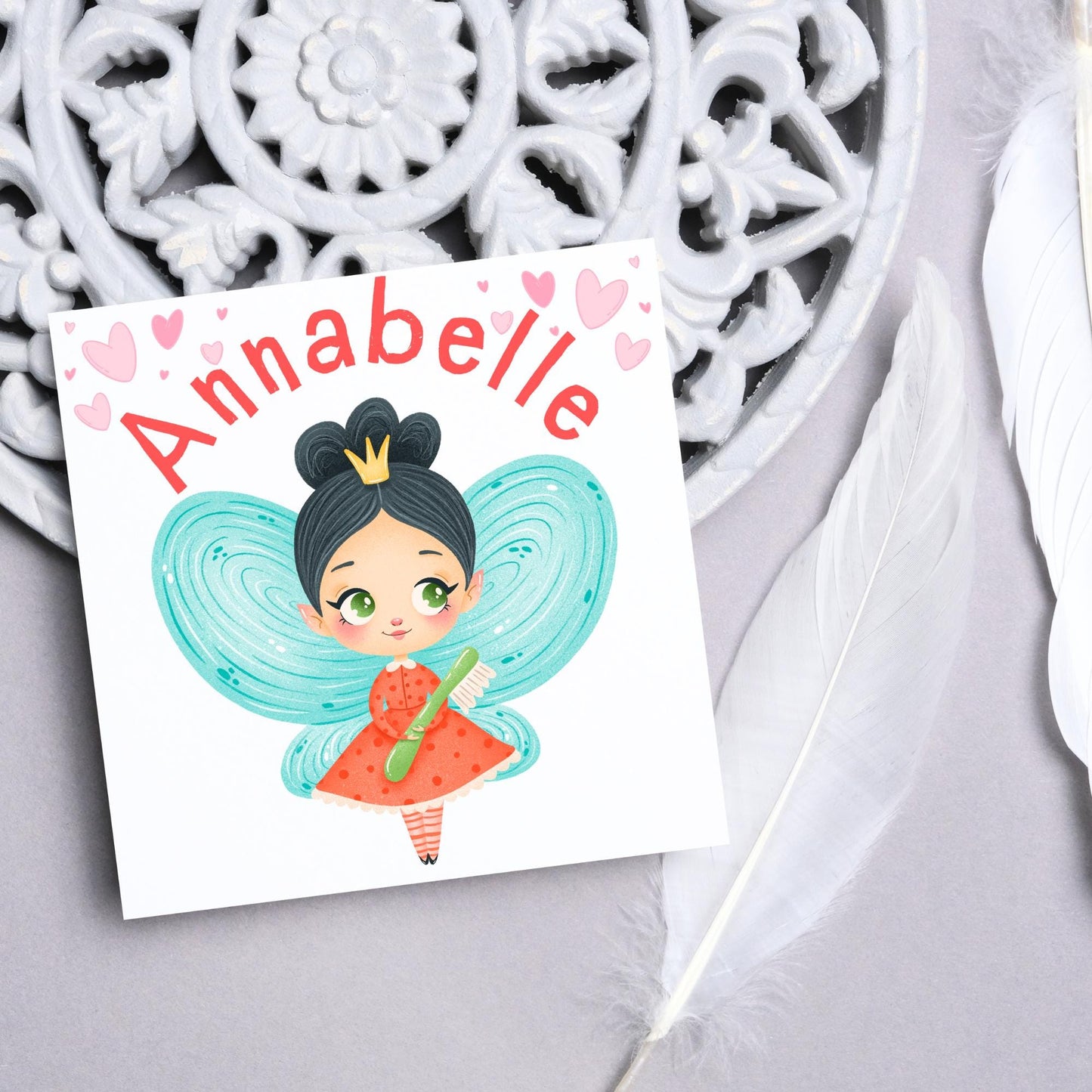 Personalised Tooth Fairy Card for Child, Well Done Dentist Card, Tooth Fairy for Grandchild, Custom Name Card for Children