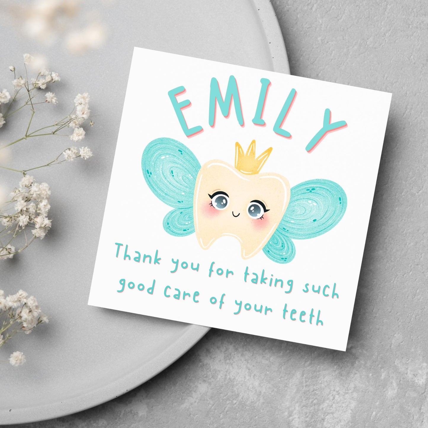 Personalised Tooth Fairy Card for Child, Well Done Dentist Card, Tooth Fairy for Grandchild, Custom Name Card for Children