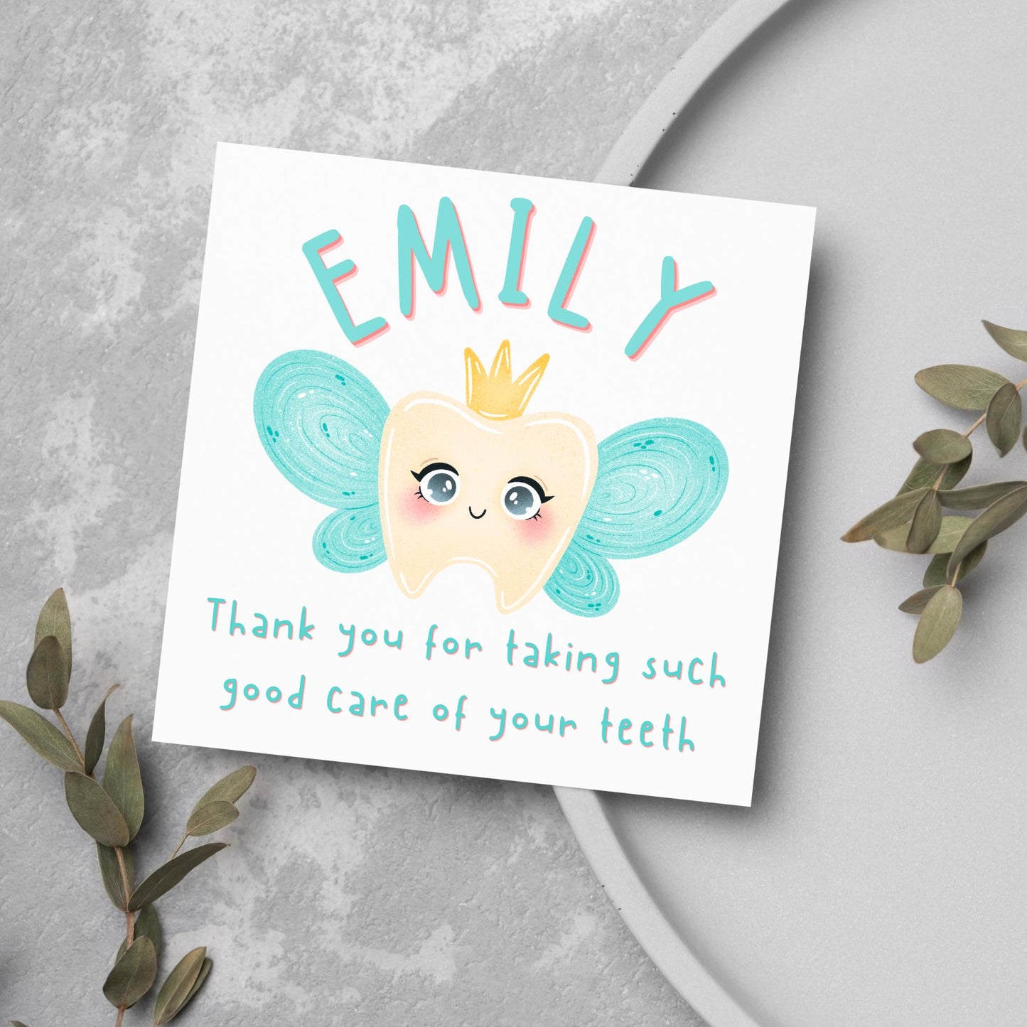 Personalised Tooth Fairy Card for Child, Well Done Dentist Card, Tooth Fairy for Grandchild, Custom Name Card for Children
