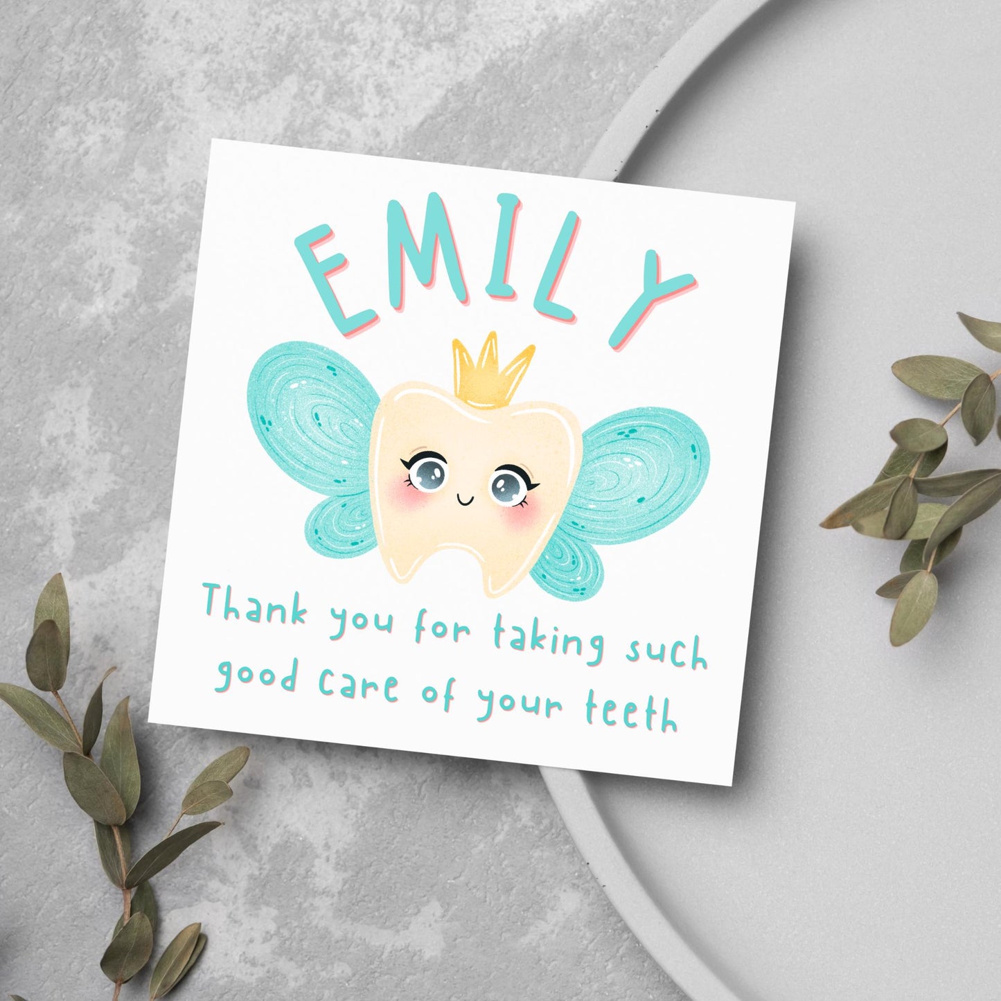 Personalised Tooth Fairy Card for Child, Well Done Dentist Card, Tooth Fairy for Grandchild, Custom Name Card for Children