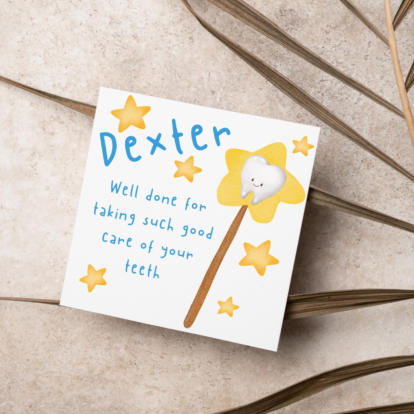 Personalised Tooth Fairy Card for Boy, Well Done Dentist Card, Tooth Fairy for Grandchild, Custom Name Card for Children