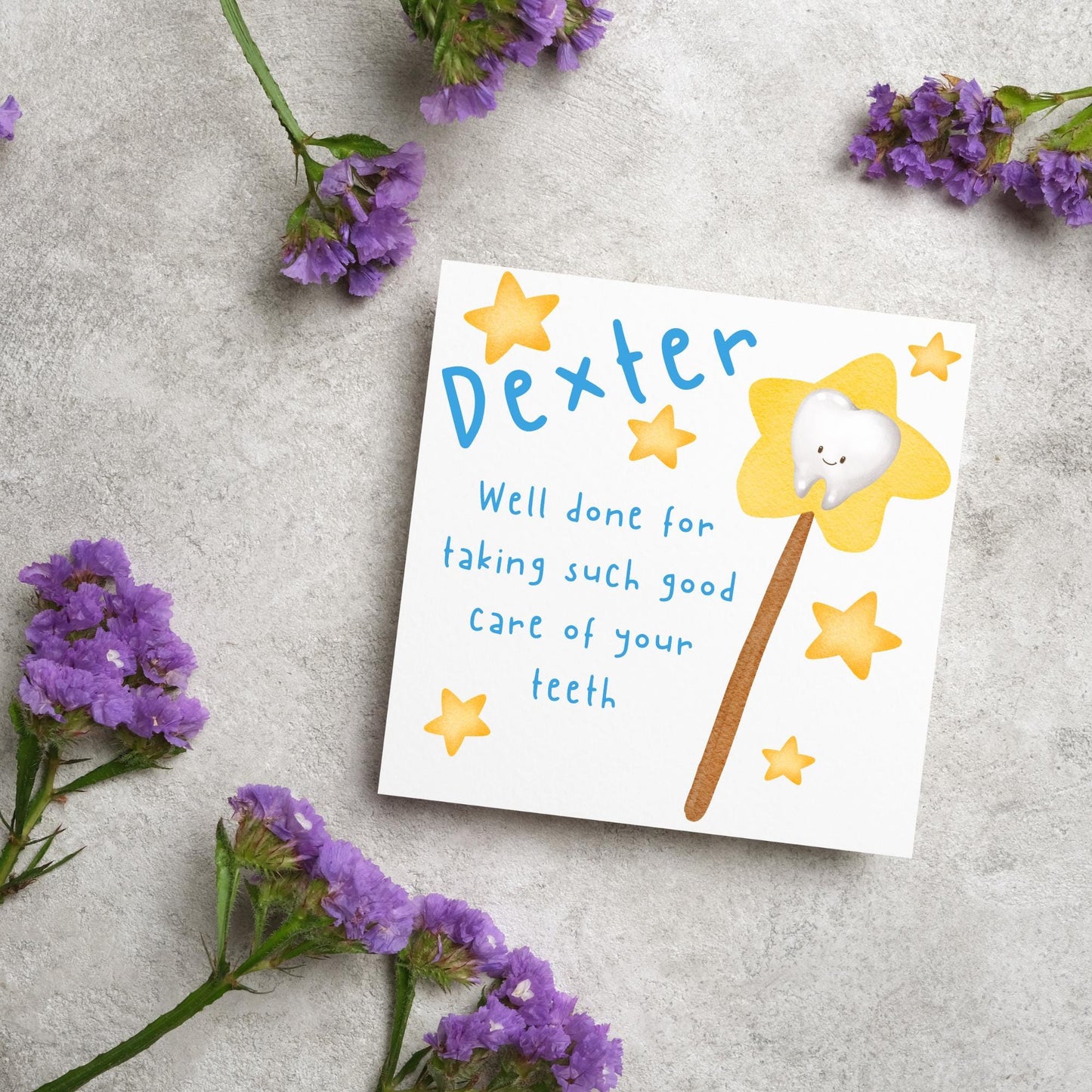 Personalised Tooth Fairy Card for Boy, Well Done Dentist Card, Tooth Fairy for Grandchild, Custom Name Card for Children