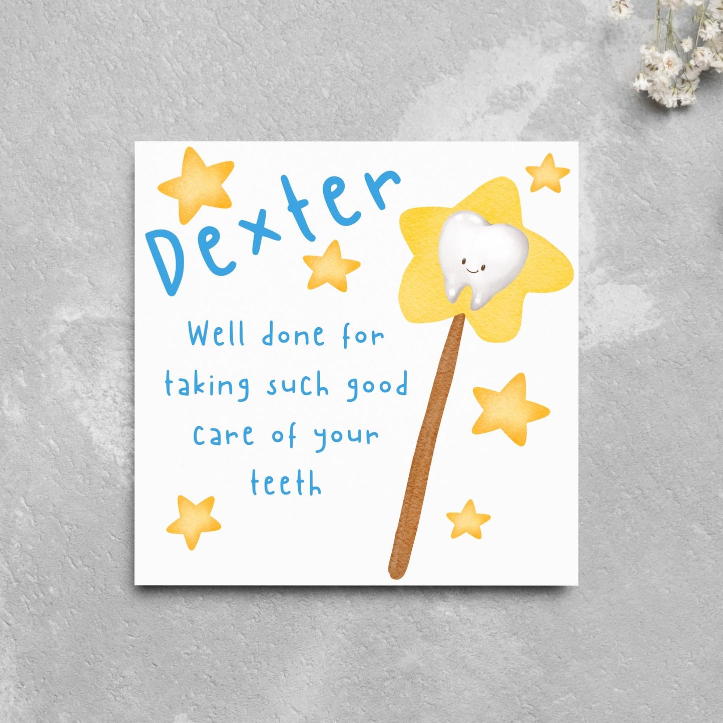 Personalised Tooth Fairy Card for Boy, Well Done Dentist Card, Tooth Fairy for Grandchild, Custom Name Card for Children