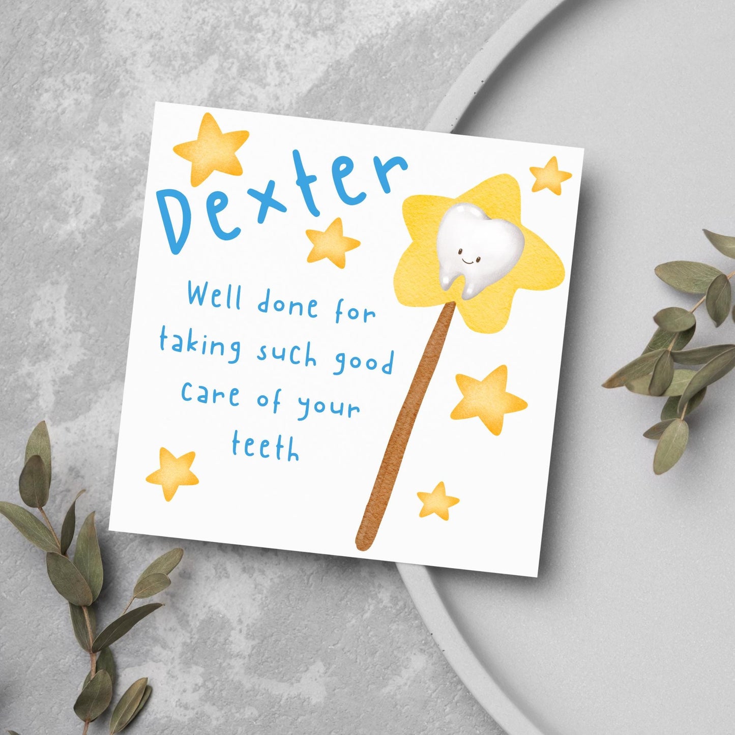 Personalised Tooth Fairy Card for Boy, Well Done Dentist Card, Tooth Fairy for Grandchild, Custom Name Card for Children