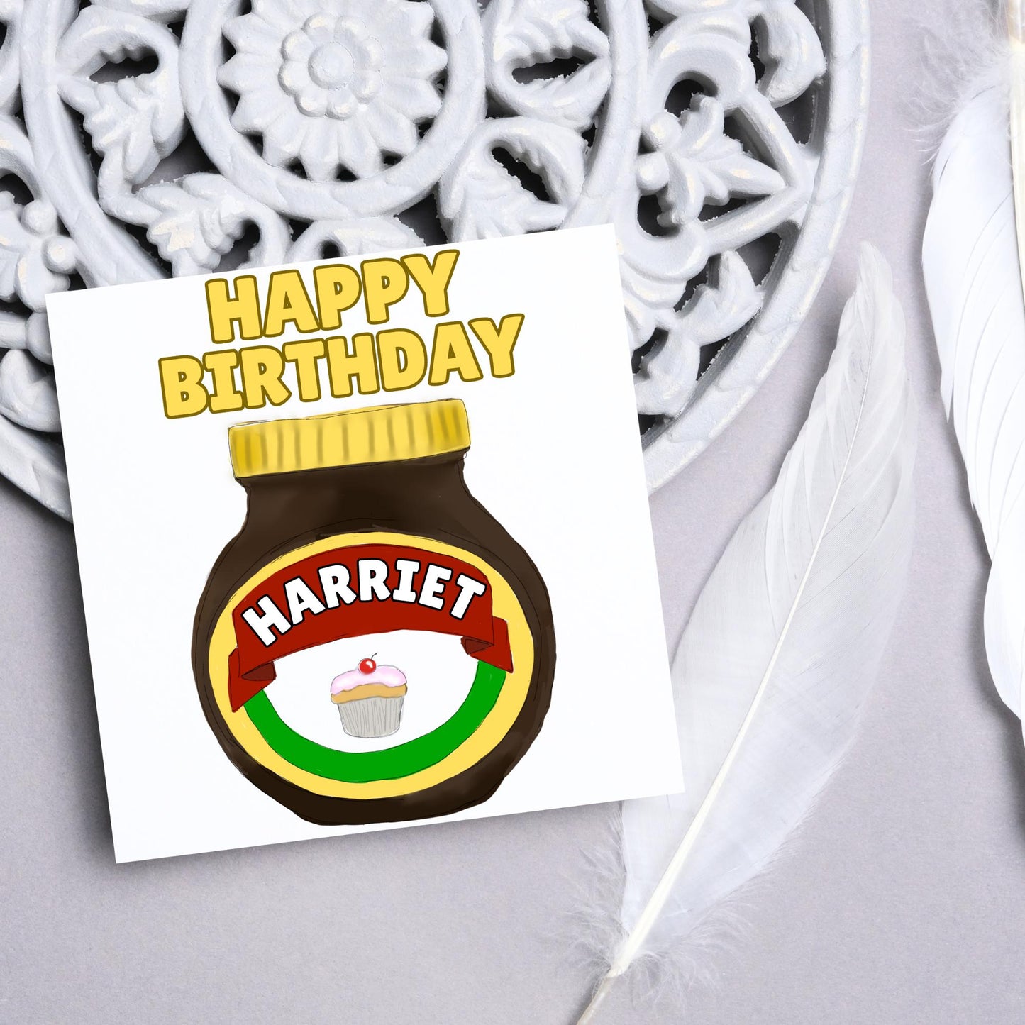 Personalised British Themed Birthday Card, Funny Birthday Card, Sandwich Birthday, Yeast Extract Birthday Card, Name Birthday Card