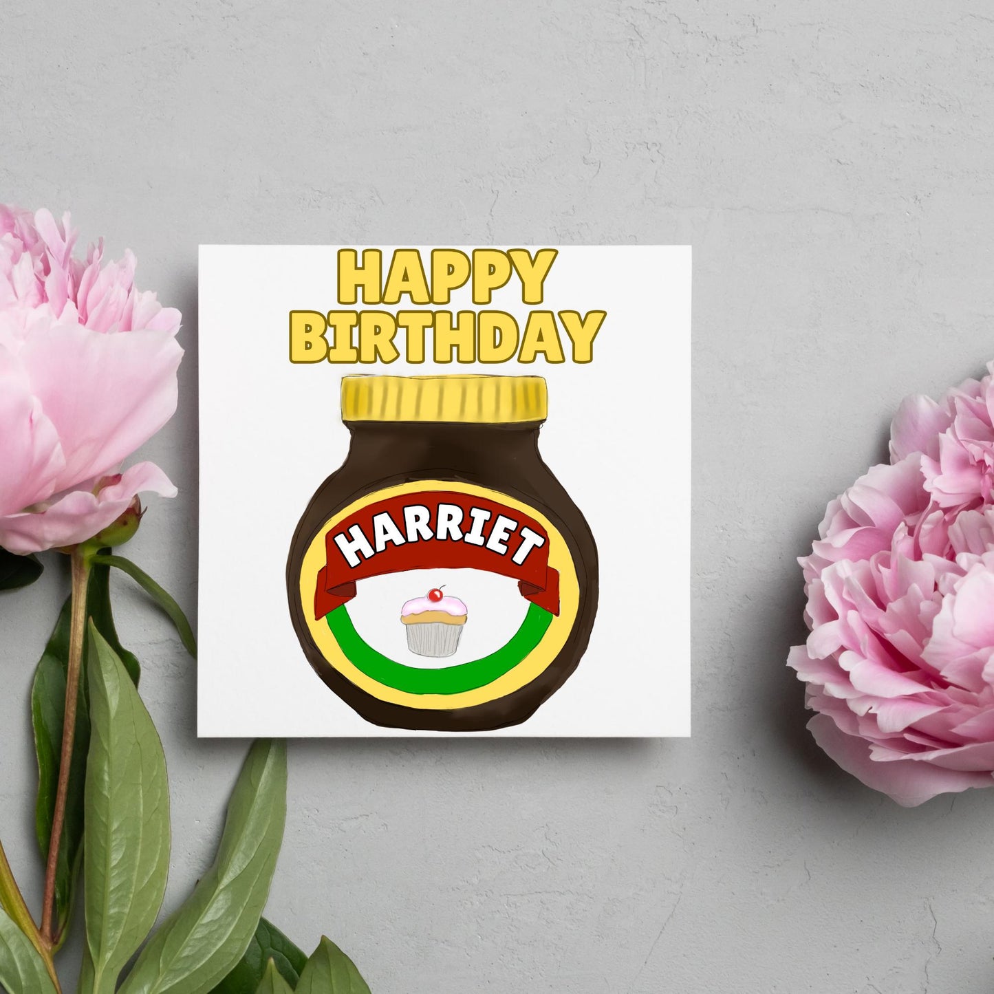 Personalised British Themed Birthday Card, Funny Birthday Card, Sandwich Birthday, Yeast Extract Birthday Card, Name Birthday Card