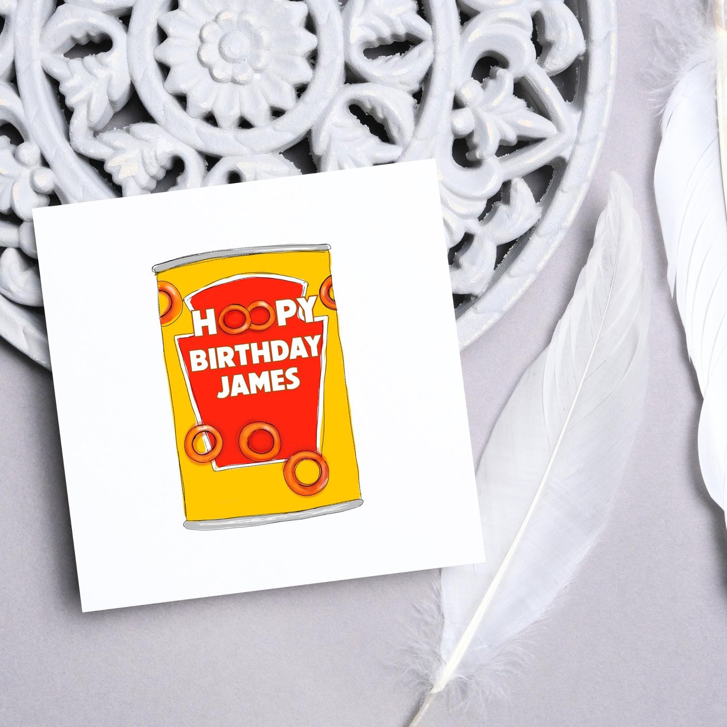 Personalised British Themed Birthday Card, Funny Birthday Card, Spaghetti Birthday, Spaghetti Hoops Name Birthday Card