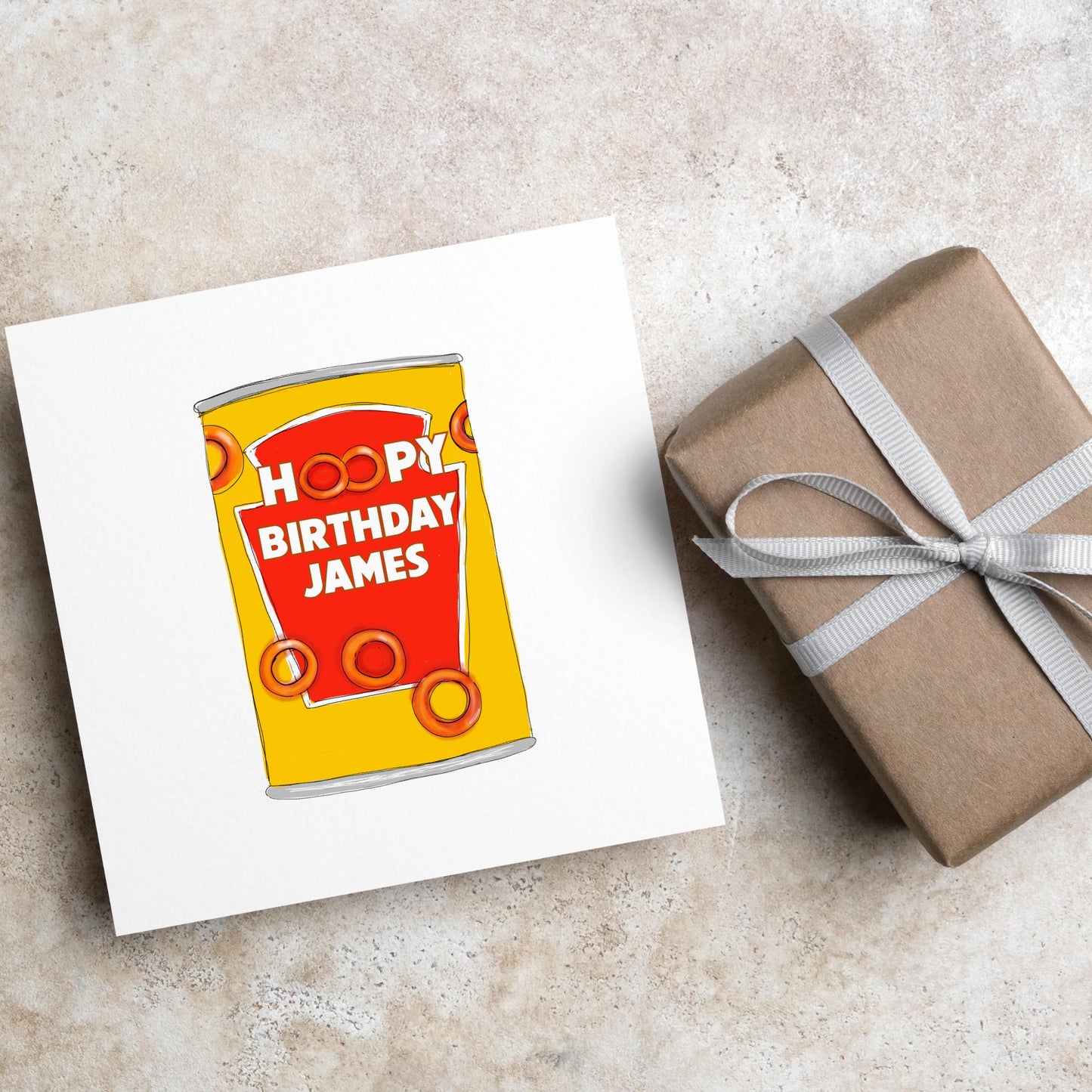 Personalised British Themed Birthday Card, Funny Birthday Card, Spaghetti Birthday, Spaghetti Hoops Name Birthday Card