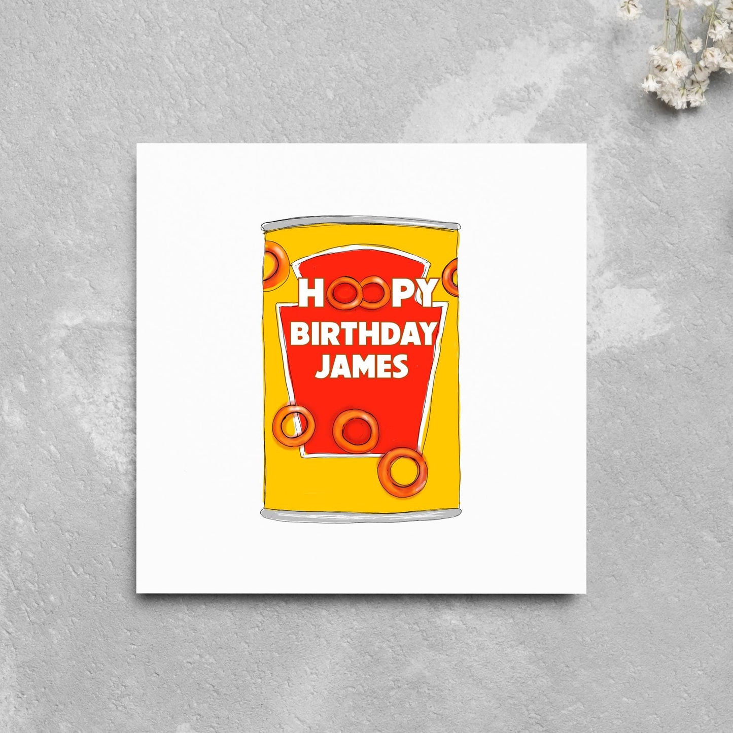 Personalised British Themed Birthday Card, Funny Birthday Card, Spaghetti Birthday, Spaghetti Hoops Name Birthday Card