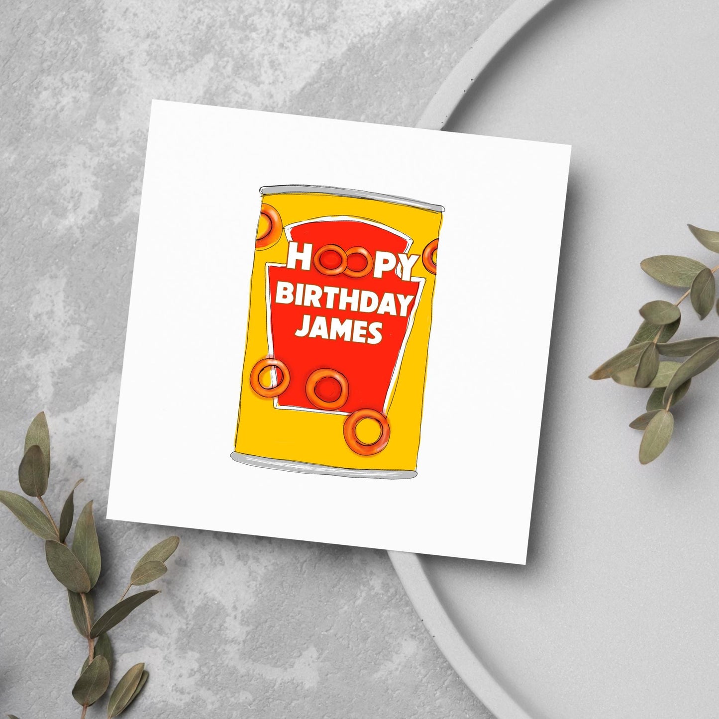 Personalised British Themed Birthday Card, Funny Birthday Card, Spaghetti Birthday, Spaghetti Hoops Name Birthday Card