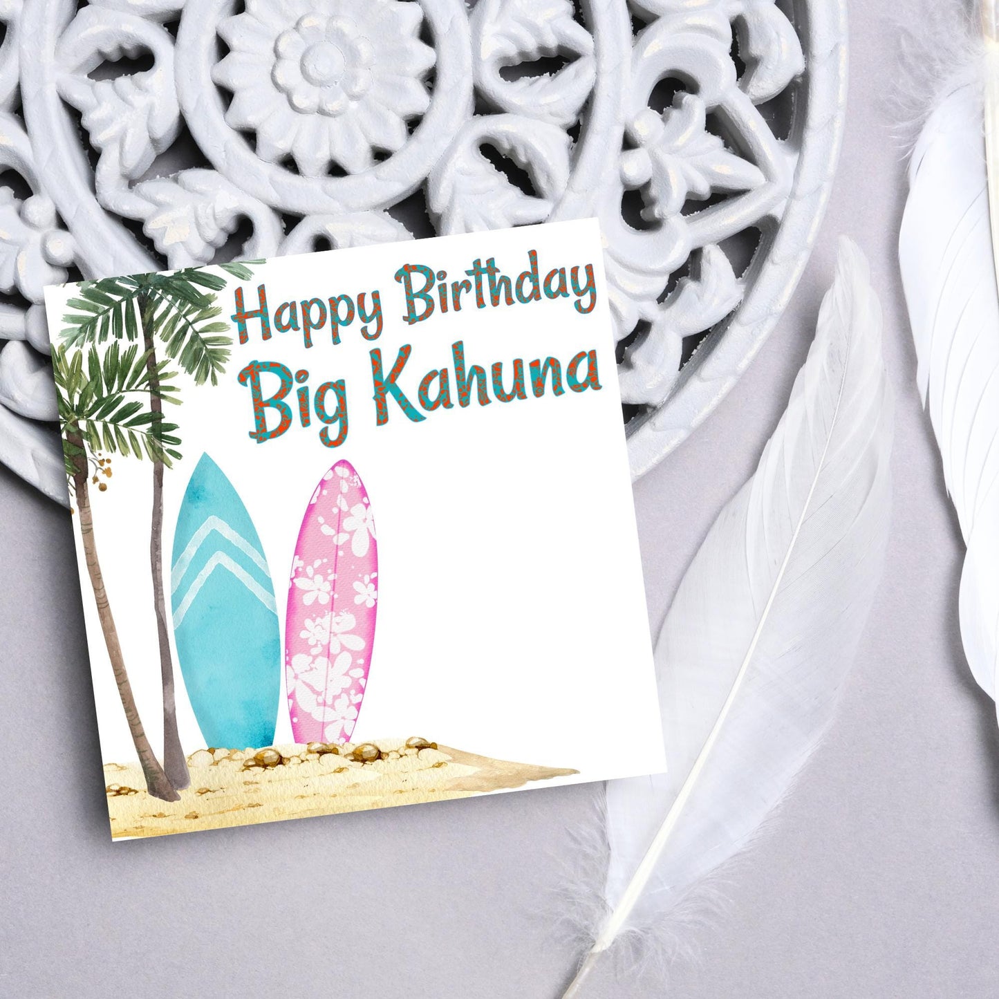 Big Kahuna Surfing Birthday Card, Sport Card, Surfer Birthday Card, Card for Him, Card for Her, Surf Board, Card for Surfer, Water Sport