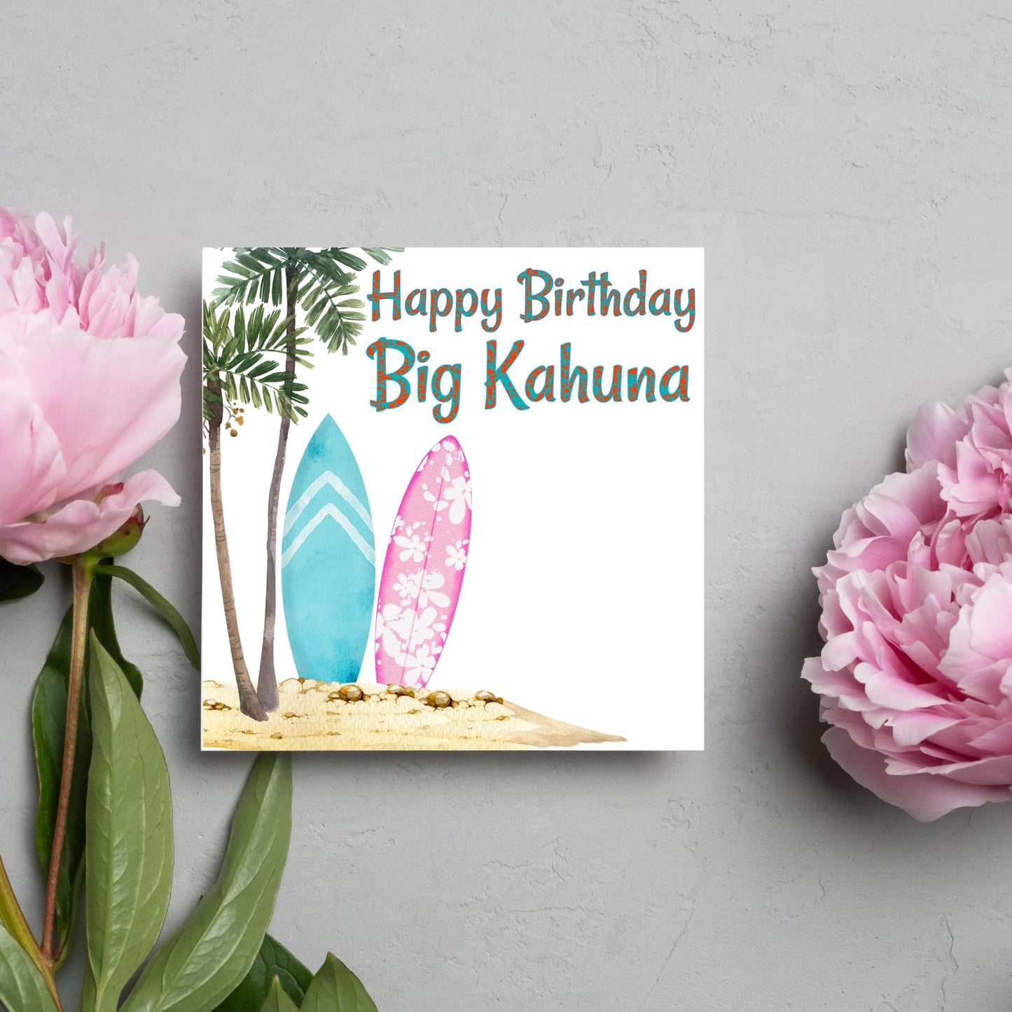 Big Kahuna Surfing Birthday Card, Sport Card, Surfer Birthday Card, Card for Him, Card for Her, Surf Board, Card for Surfer, Water Sport