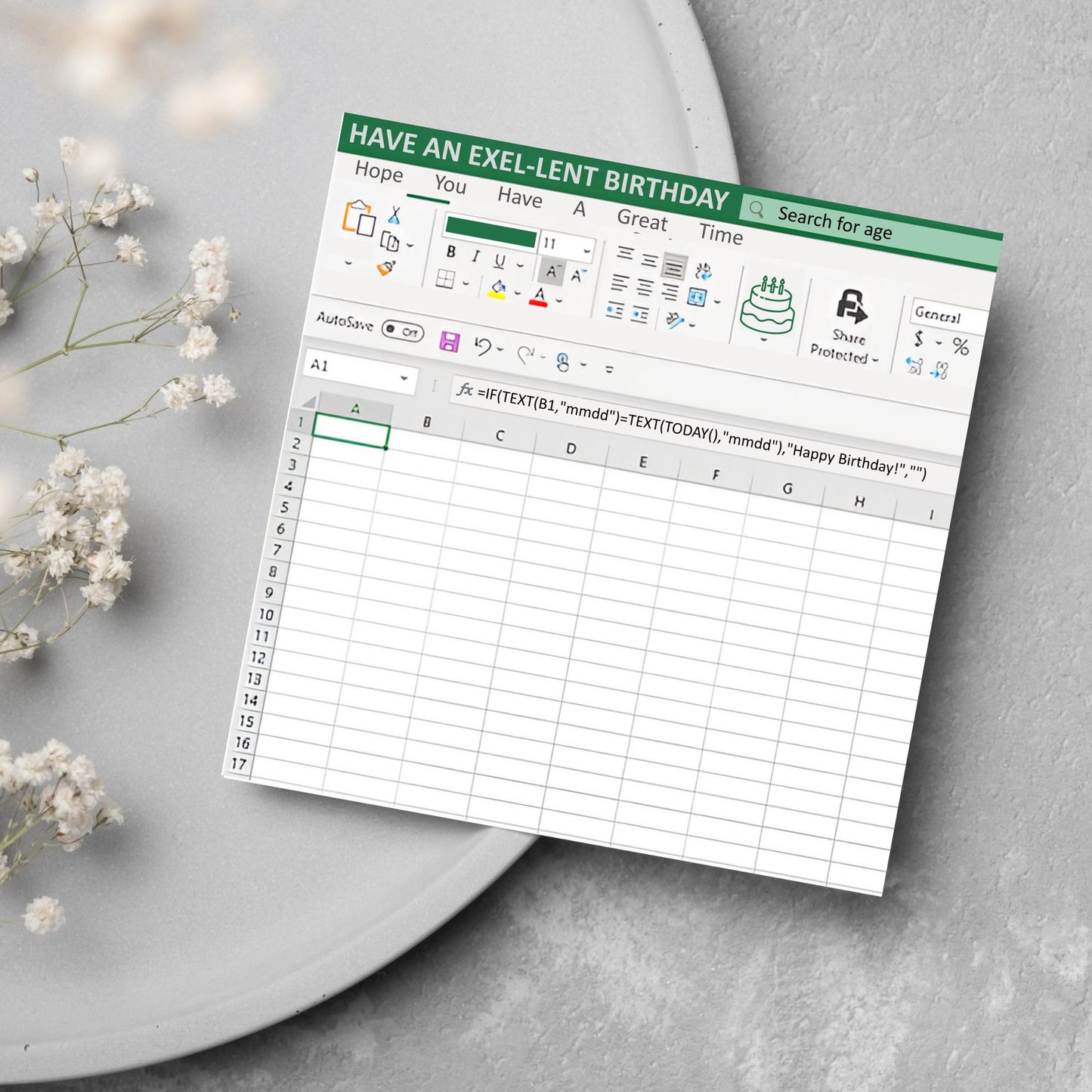 Spreadsheet Birthday Card, Funny Geek Birthday Card, IT Birthday Card, Funny Exel Design Spreadsheet Card, Accountant Card, Geek Card
