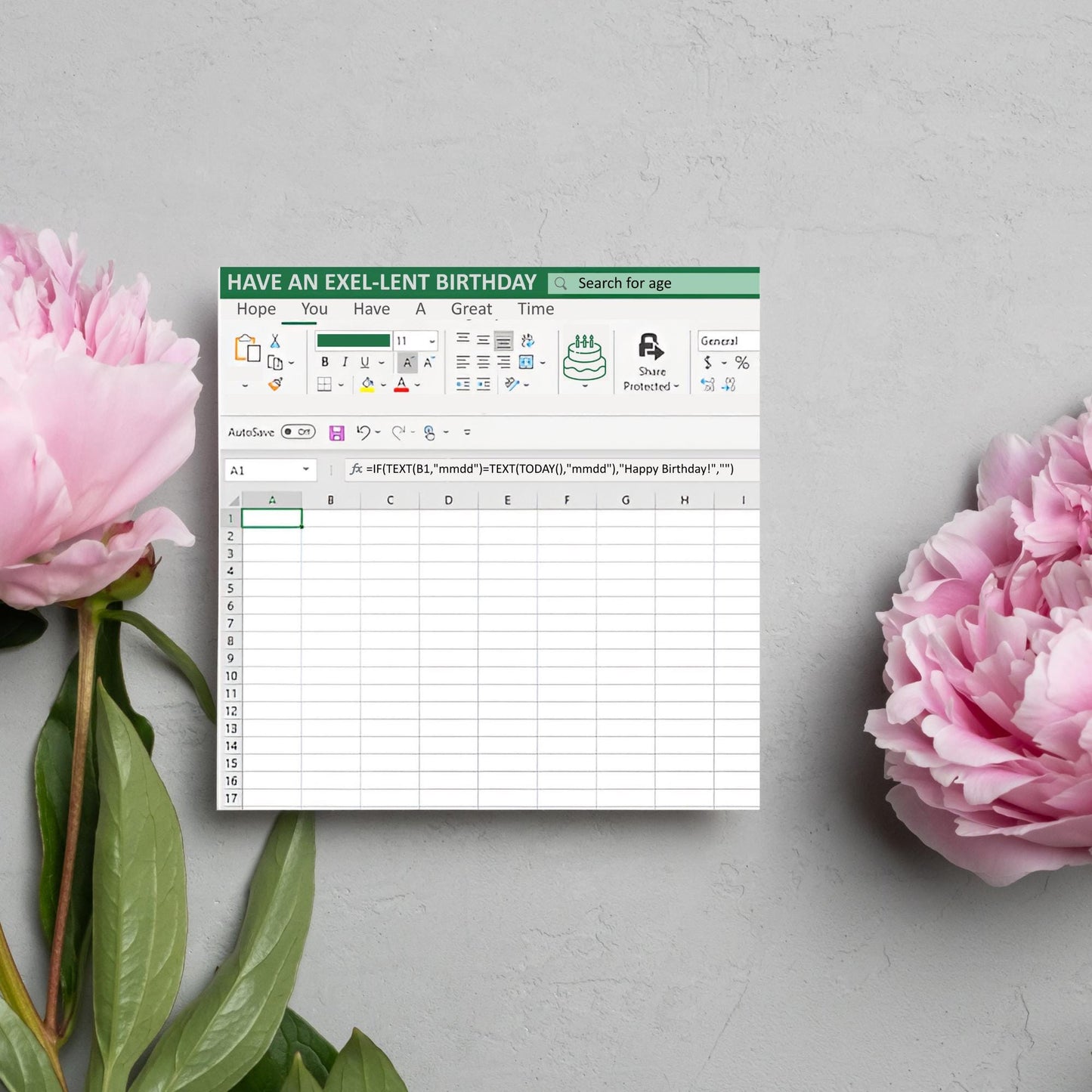 Spreadsheet Birthday Card, Funny Geek Birthday Card, IT Birthday Card, Funny Exel Design Spreadsheet Card, Accountant Card, Geek Card