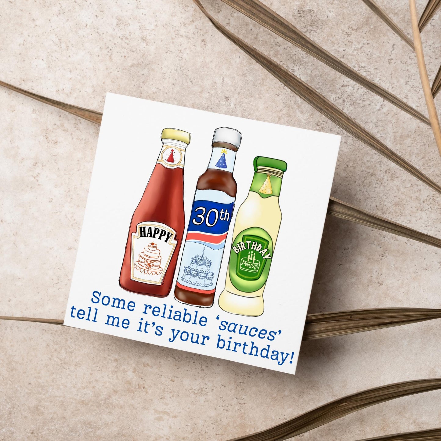British Humour Birthday Card, Ketchup, Salad Cream, Brown Sauce Personalised Age Birthday Card, Card for Dad, Funny Card for Brother