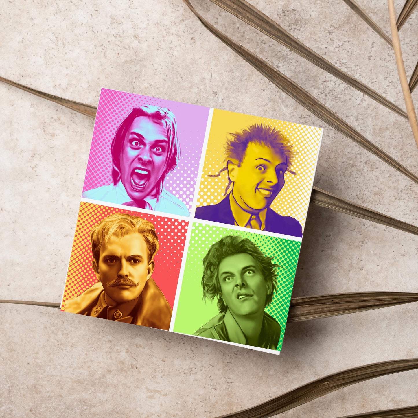 Rik Mayall Card for Any Occasion, Young Ones, Bottom, Funny Pop Art, The Many Faces Of Rik, Birthday Card, Card For Friend, Snotface, Woof!