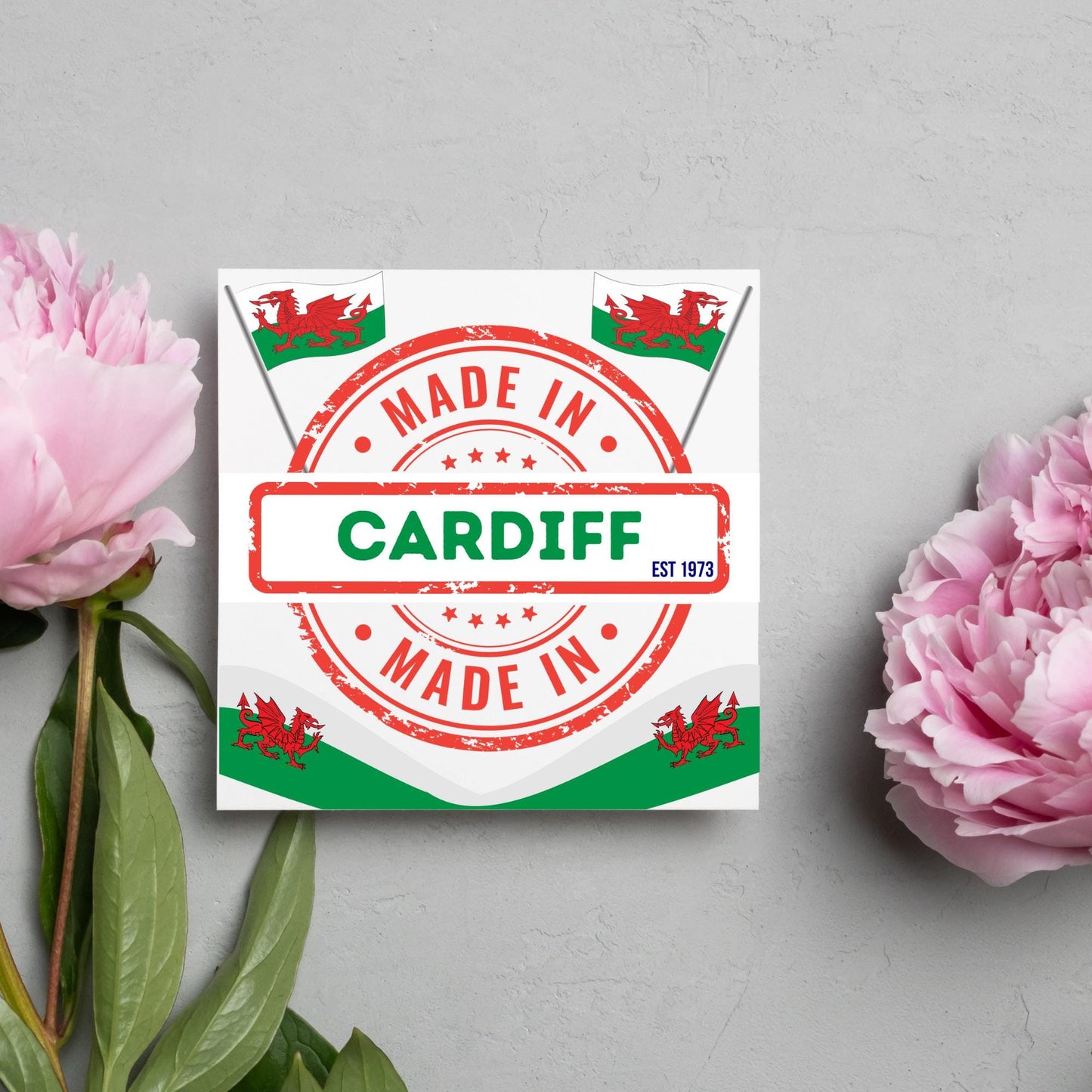 Custom Made in Wales Birthday Card, Any Town Personalised, Birth Date Card, Birthday Card for Welsh Person, Welsh Birthday Card