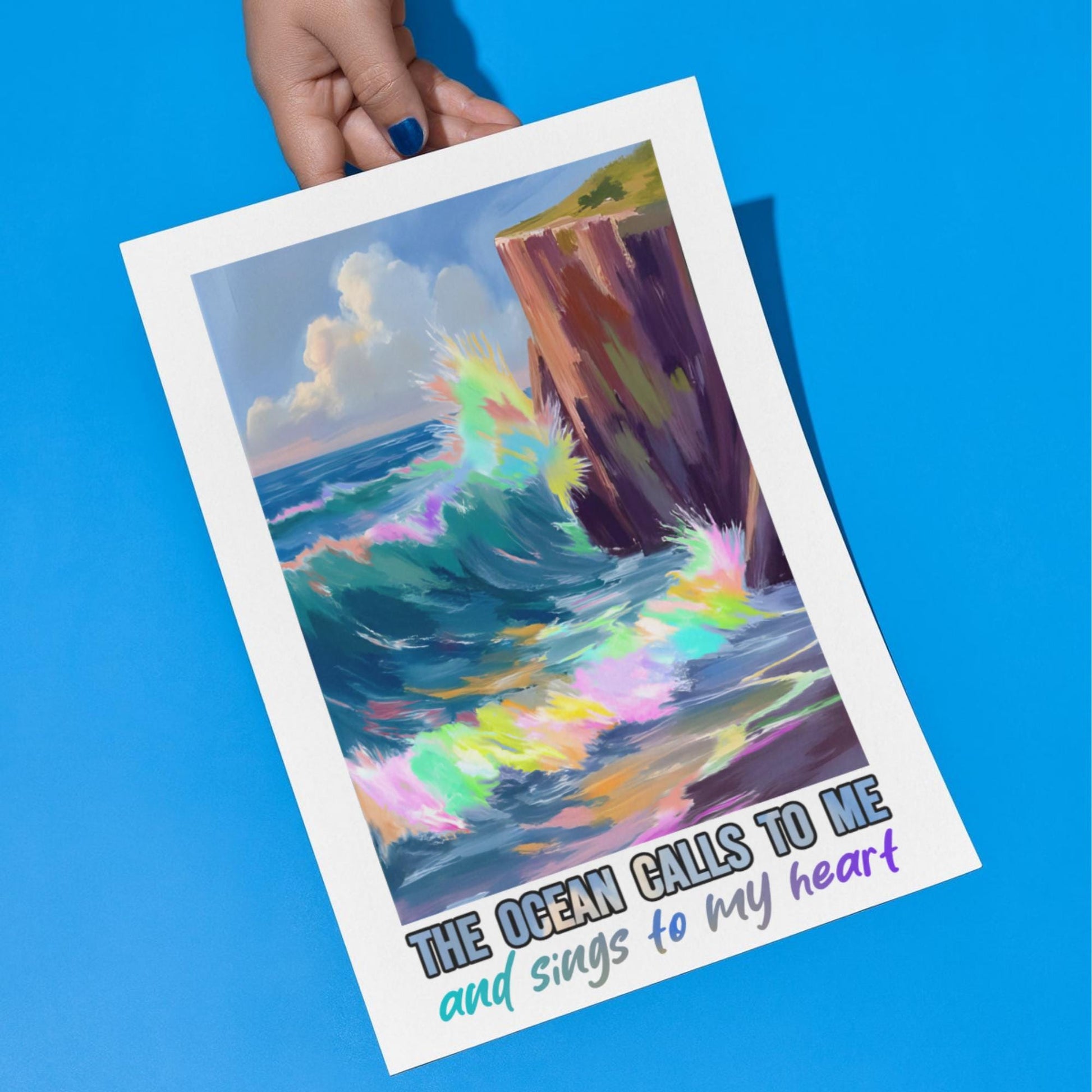 Ocean Waves Print, High Quality A4 Wall Art, Sea Life Art, Marine Art, Sailing Poster, Original Artist Print, Colourful Sea Print,