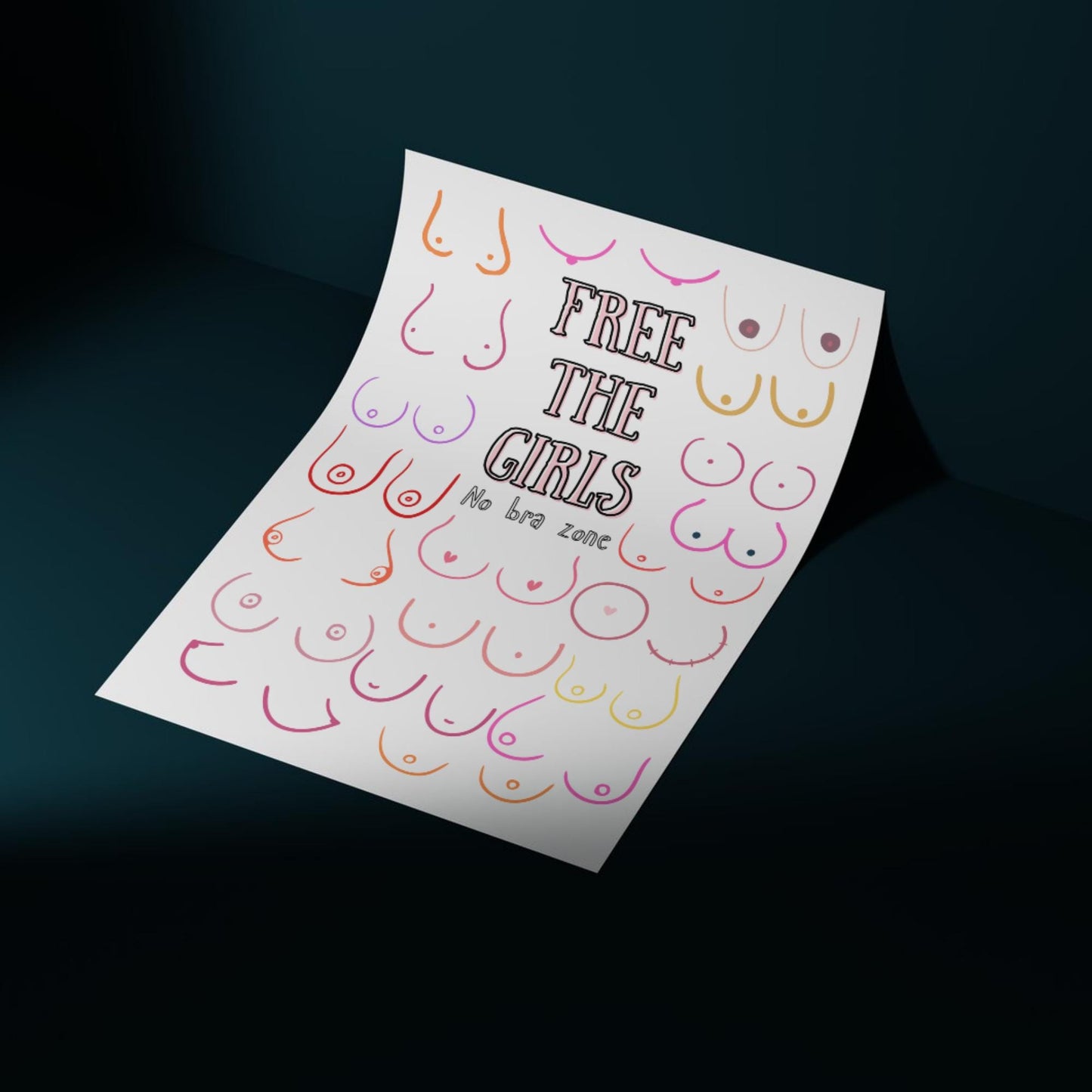 Boobs Print, High Quality A4 Wall Art, Modern Art Print, Breast Awareness Poster, Fun Modern Art, Tits of Every Kind! Art for Bedroom