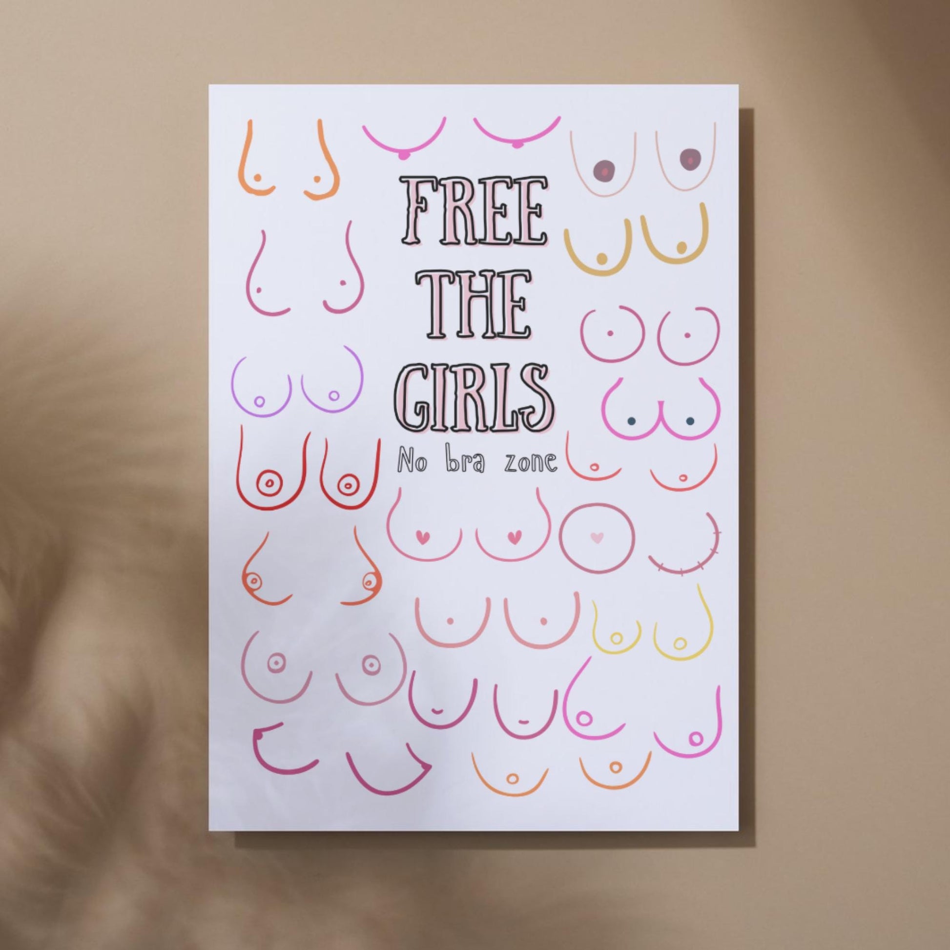 Boobs Print, High Quality A4 Wall Art, Modern Art Print, Breast Awareness Poster, Fun Modern Art, Tits of Every Kind! Art for Bedroom