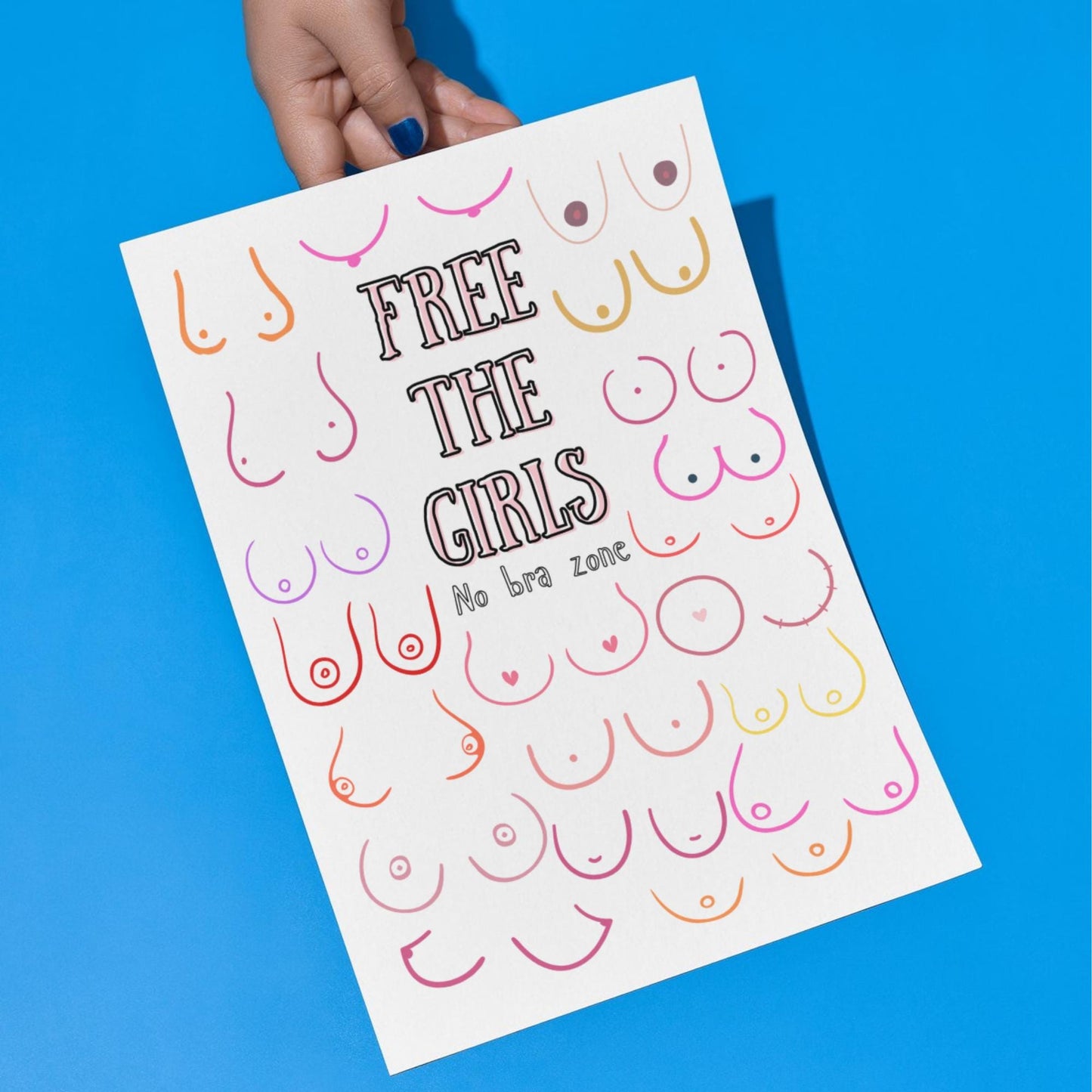 Boobs Print, High Quality A4 Wall Art, Modern Art Print, Breast Awareness Poster, Fun Modern Art, Tits of Every Kind! Art for Bedroom